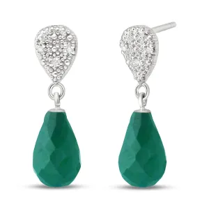 6.63 Carat 14K Solid White Gold Earrings Diamond Emerald