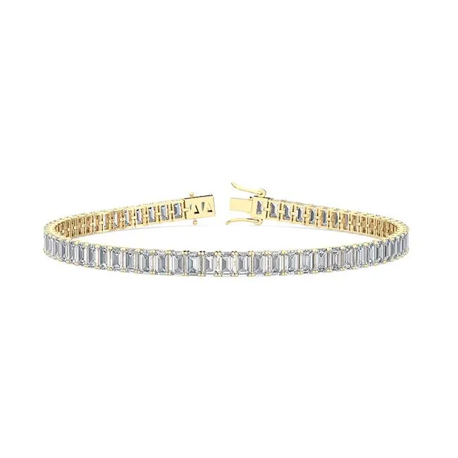 7.07ctw Emerald Cut Lab-Grown Diamond Tennis Bracelet in 14k Gold