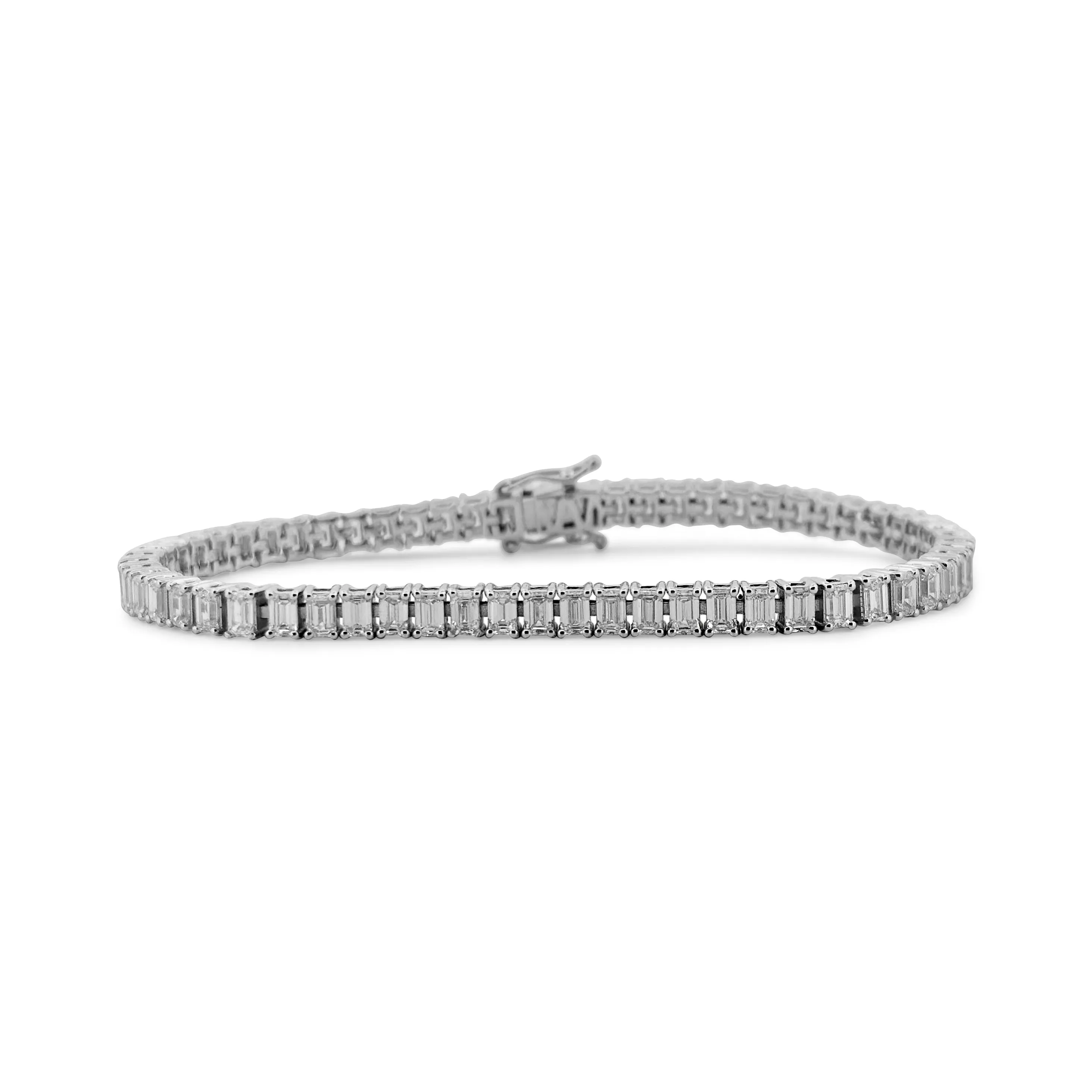 7.07ctw Emerald Cut Lab-Grown Diamond Tennis Bracelet in 14k Gold