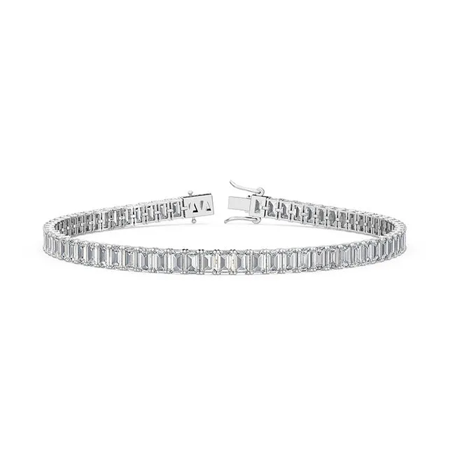 7.07ctw Emerald Cut Lab-Grown Diamond Tennis Bracelet in 14k Gold