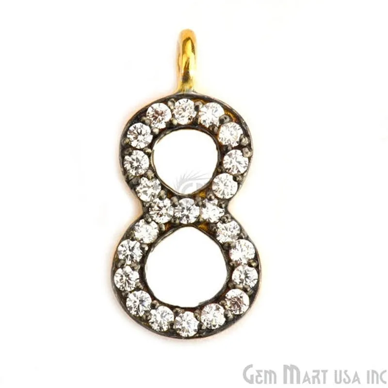 '8' Numbering CZ Pave Gold Vermeil Charm for Bracelet & Pendants