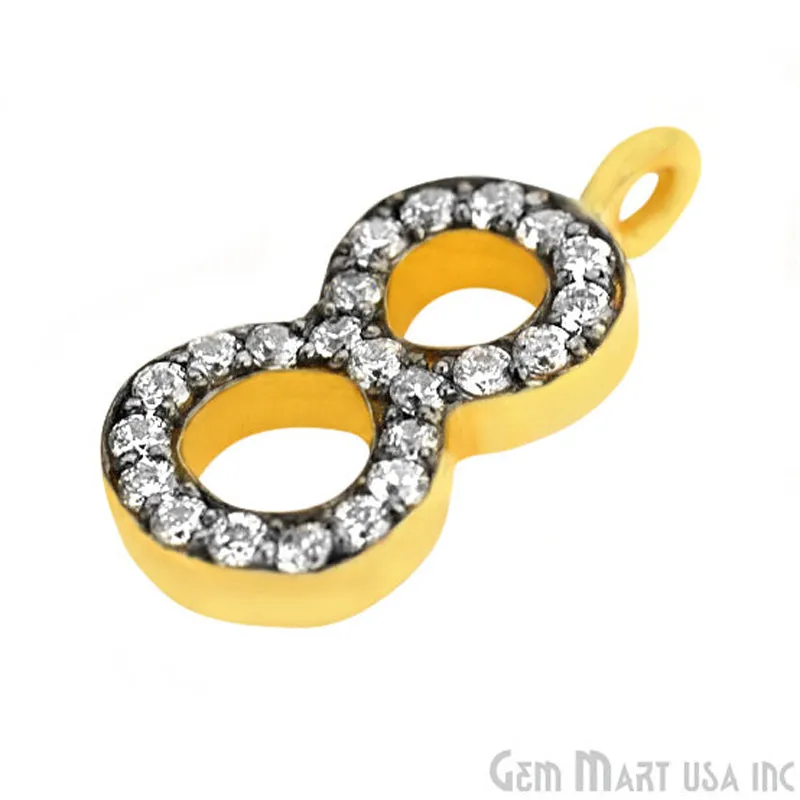 '8' Numbering CZ Pave Gold Vermeil Charm for Bracelet & Pendants