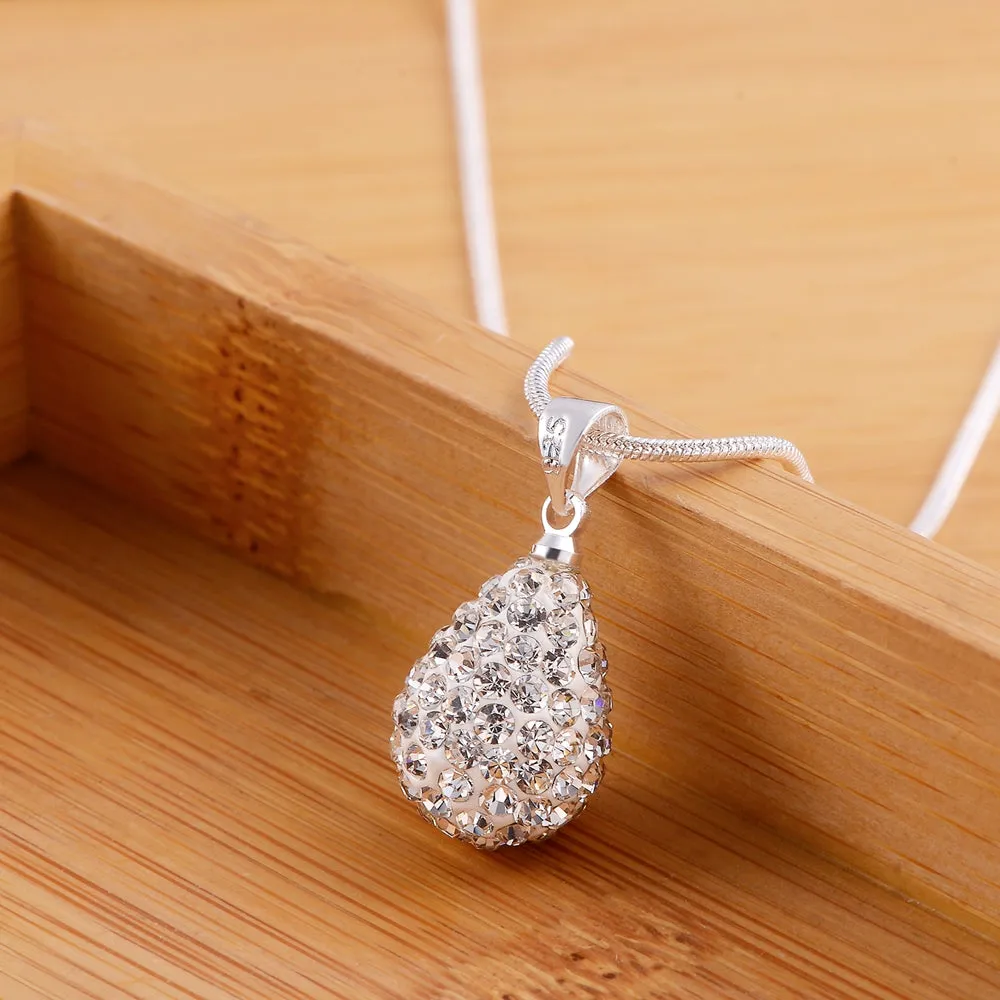 925 Sterling Silver AAA Zircon Drop-Shaped Pendant & Necklace