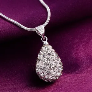 925 Sterling Silver AAA Zircon Drop-Shaped Pendant & Necklace