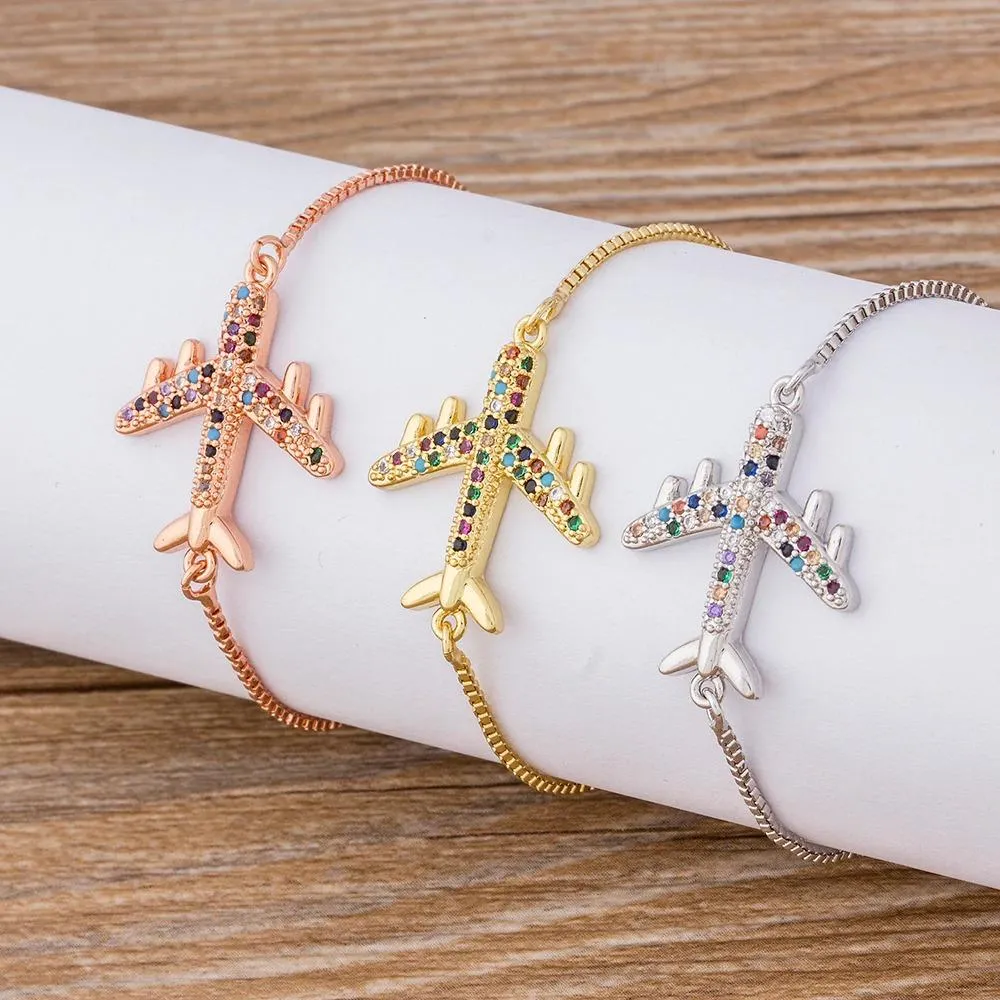 Adjustable I Love to Travel Airplane Bracelet