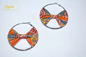 African Print Creole Hoop Earrings, Orange - ER19