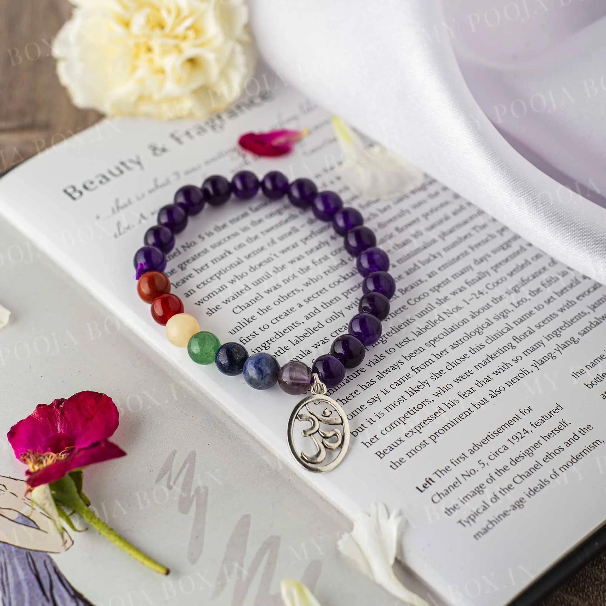 Amethyst Bracelet with Om Charm | Protection, Meditation & Calming