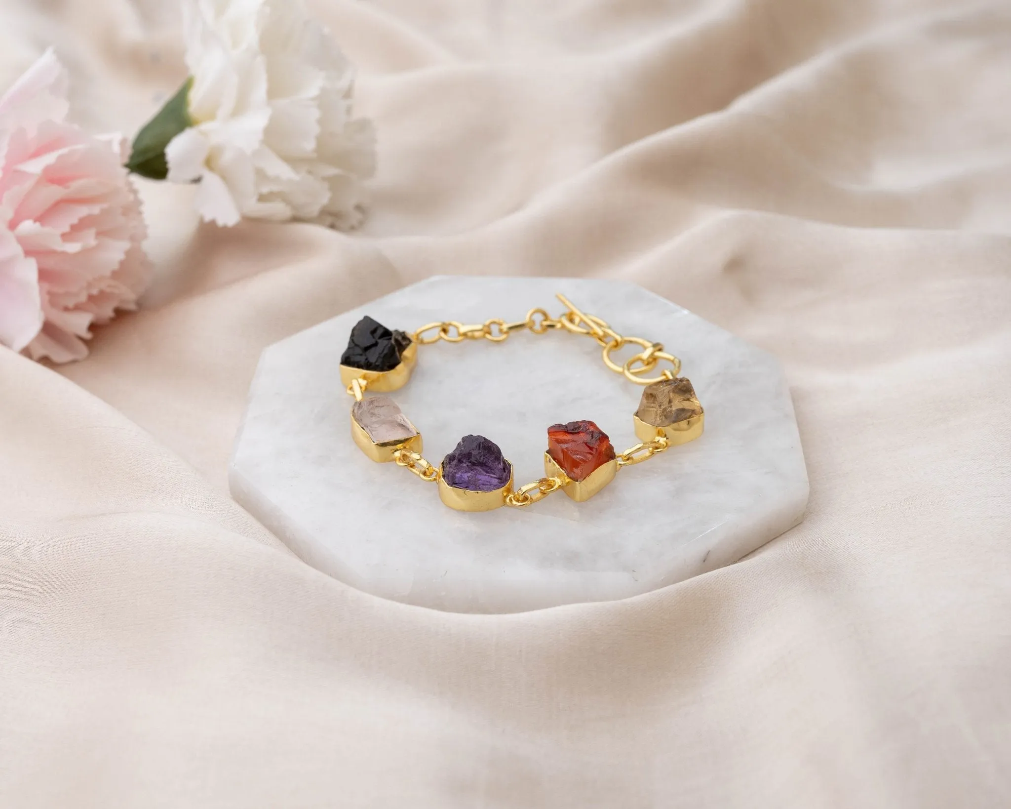 Amethyst, Citrine, Rose Quartz, Smoky Quartz & Carnelian bracelet