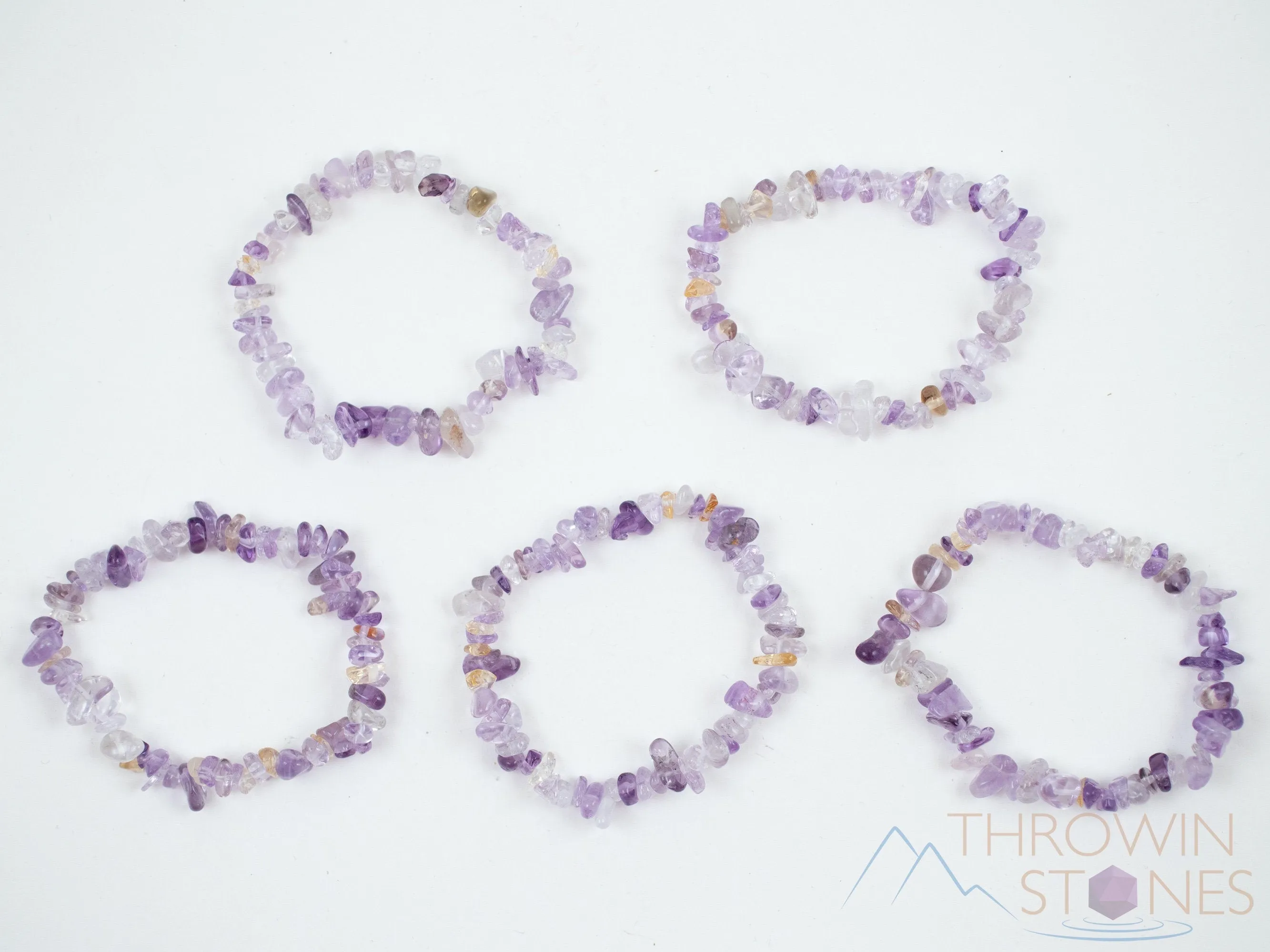 AMETRINE Citrine Amethyst Crystal Bracelet - Chip Beads - Beaded Bracelet, Handmade Jewelry, Healing Crystal Bracelet,  E1776