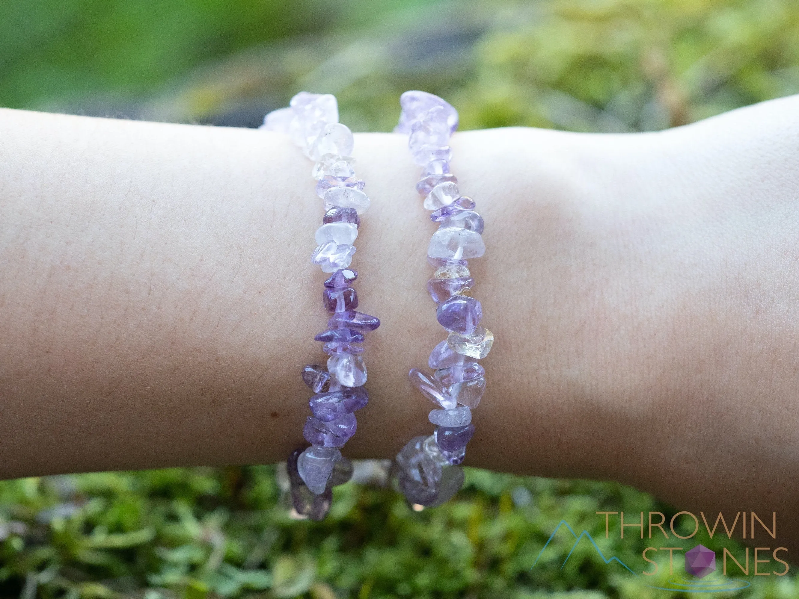 AMETRINE Citrine Amethyst Crystal Bracelet - Chip Beads - Beaded Bracelet, Handmade Jewelry, Healing Crystal Bracelet,  E1776