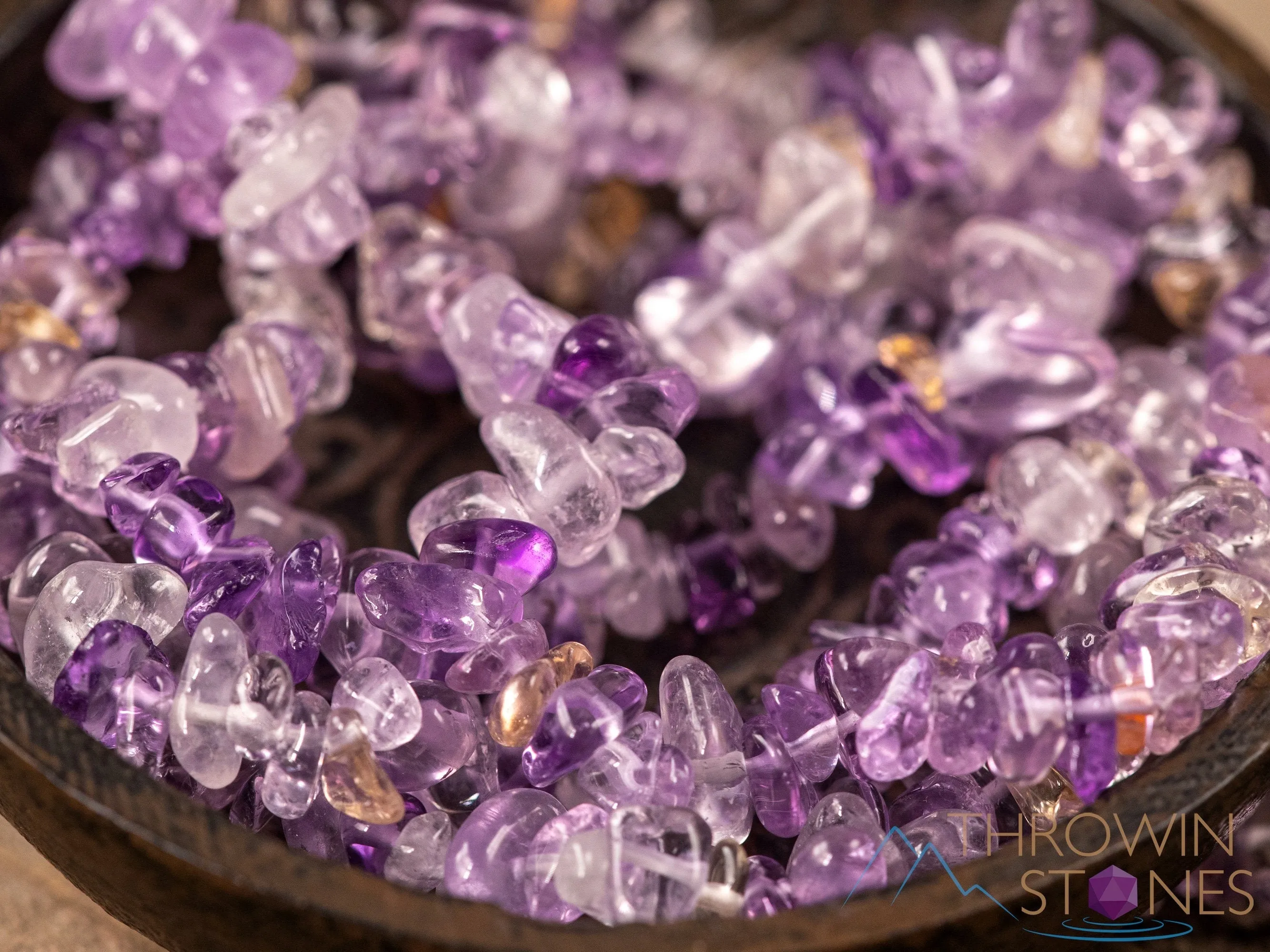 AMETRINE Citrine Amethyst Crystal Bracelet - Chip Beads - Beaded Bracelet, Handmade Jewelry, Healing Crystal Bracelet,  E1776