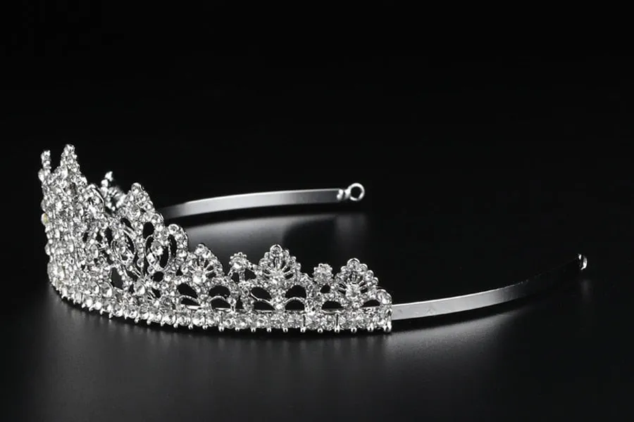 Antique Inspired Silver Crystal Tiara