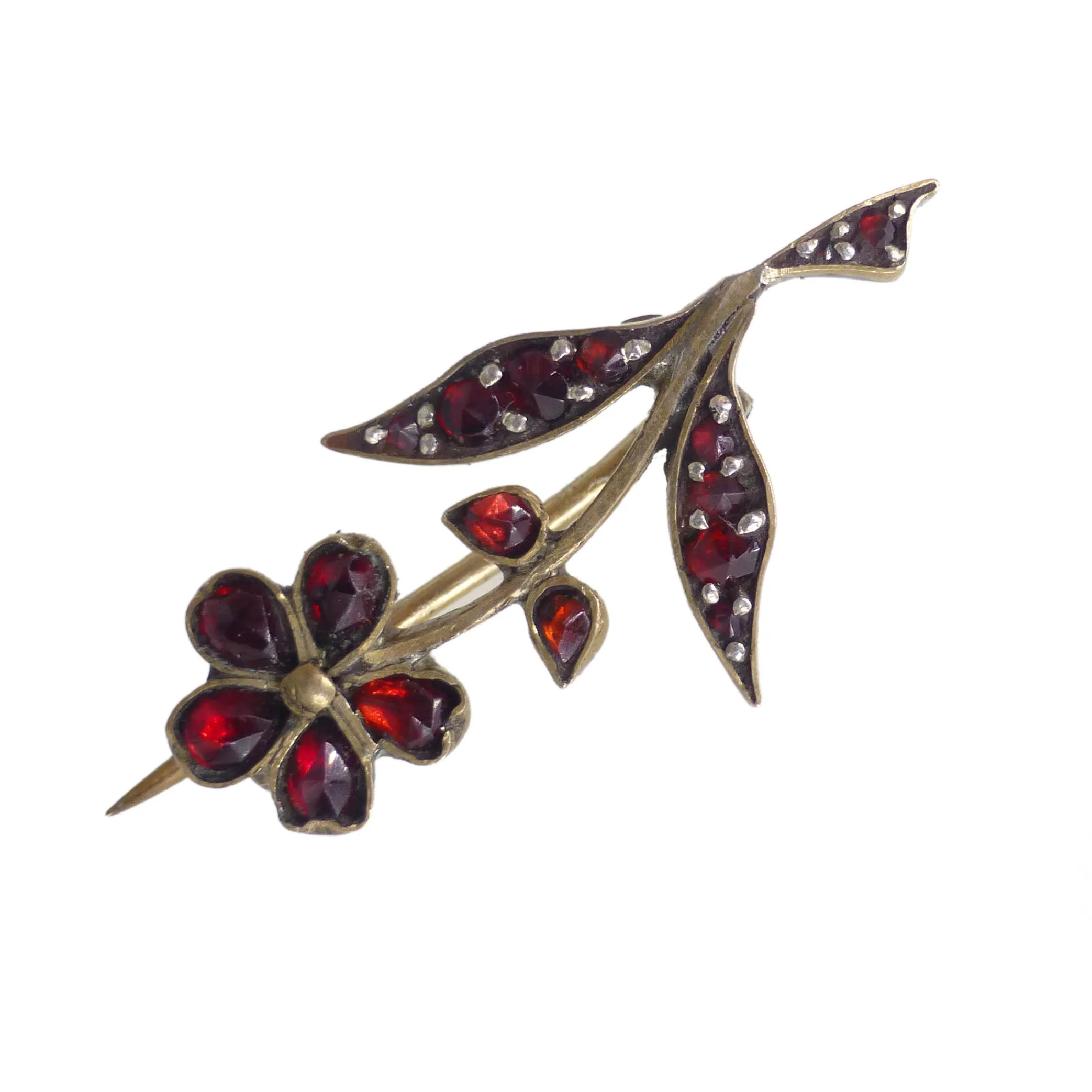 Antique Victorian Bohemian Garnet Posy Brooch