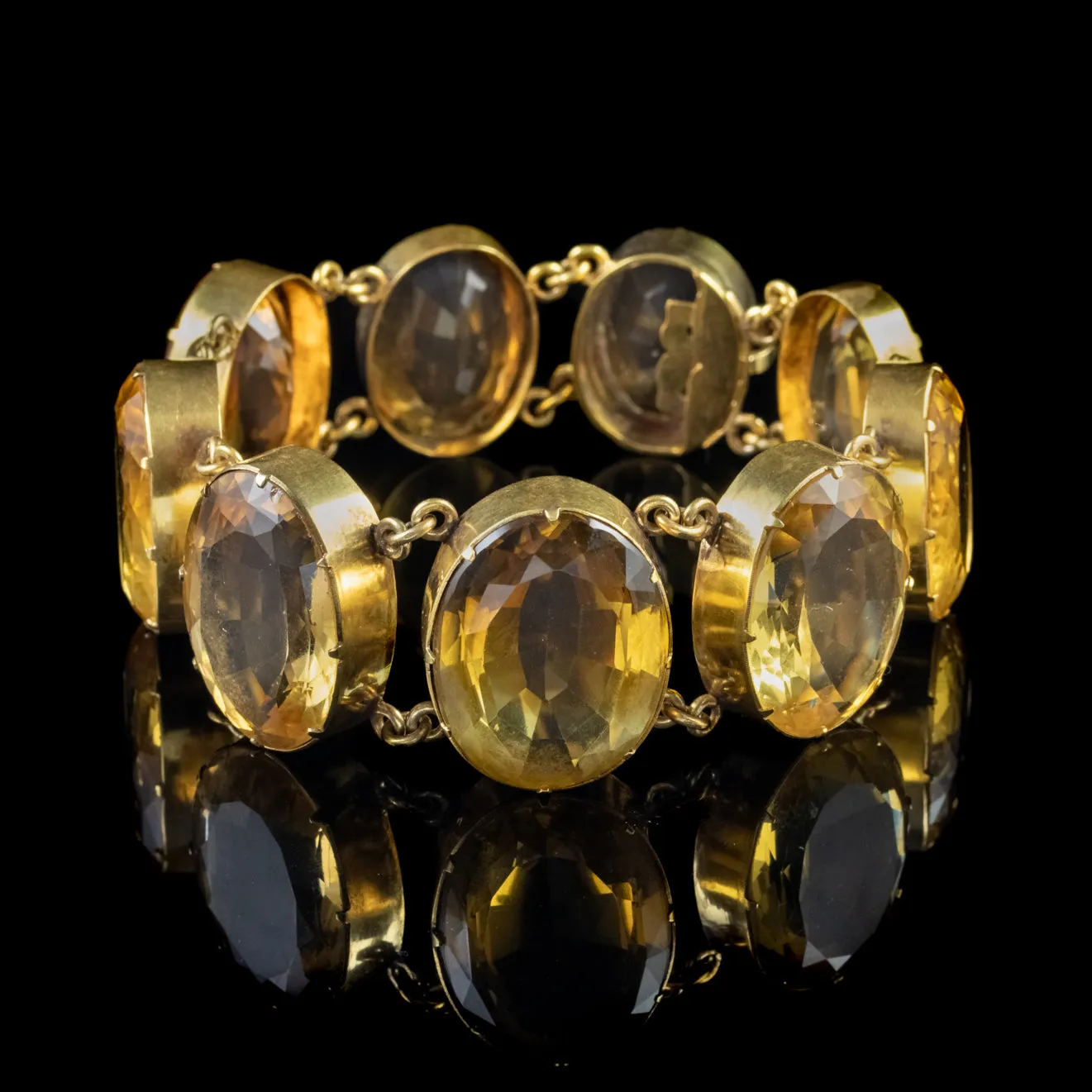 Antique Victorian Citrine Bracelet 18Ct Gold 200Ct Of Citrine Circa 1900