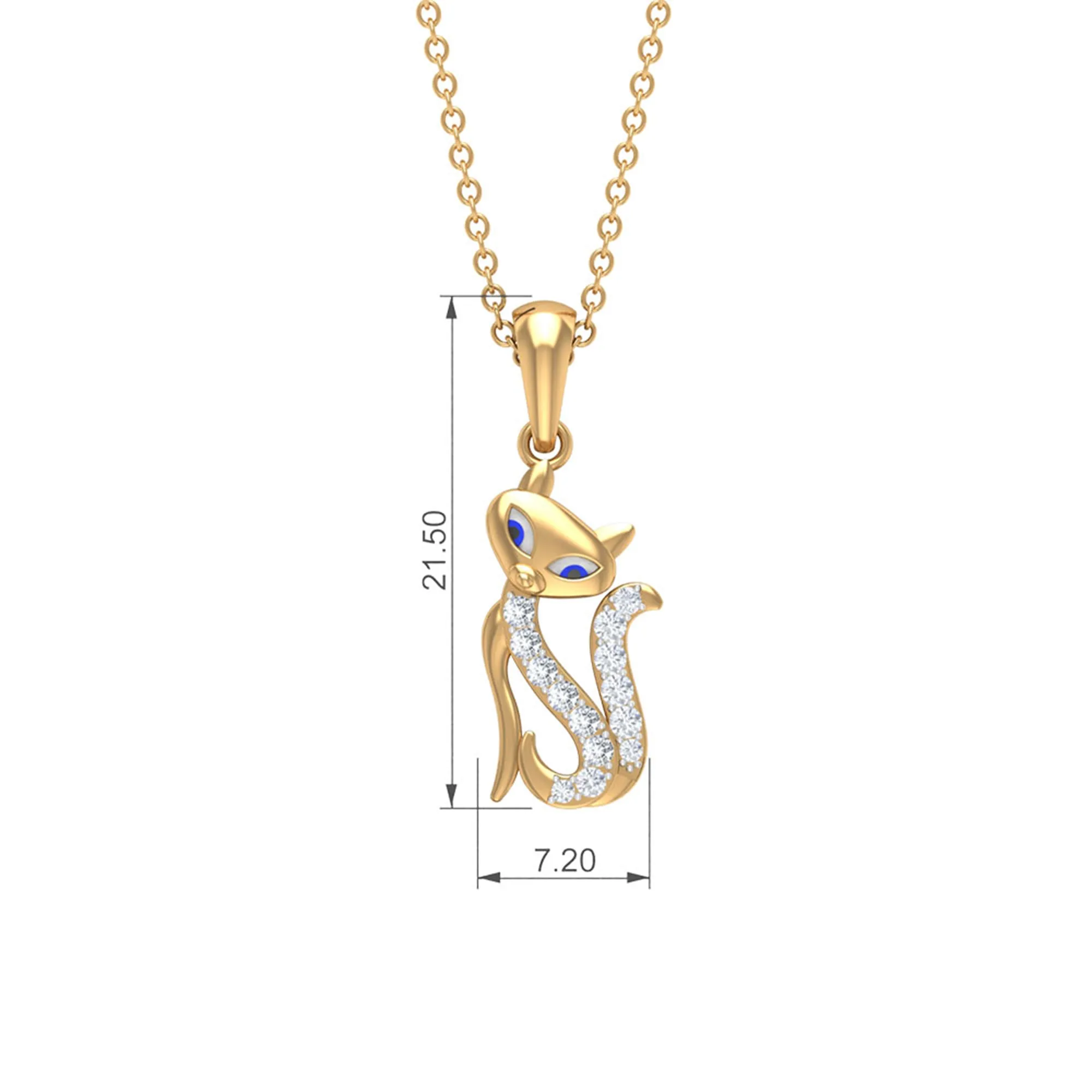 April Birthstone Diamond Kitty Charm Necklace For Women