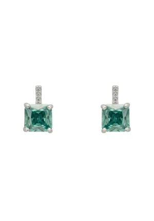 Aria Crystal Stud Earrings Jade Green Silver