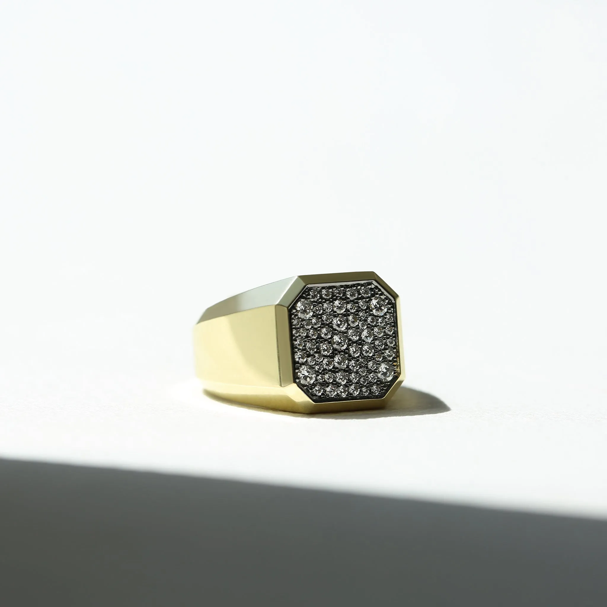 Asscher Galaxy Signet Ring (Black)