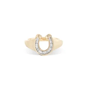 Baguette Horseshoe Signet Ring