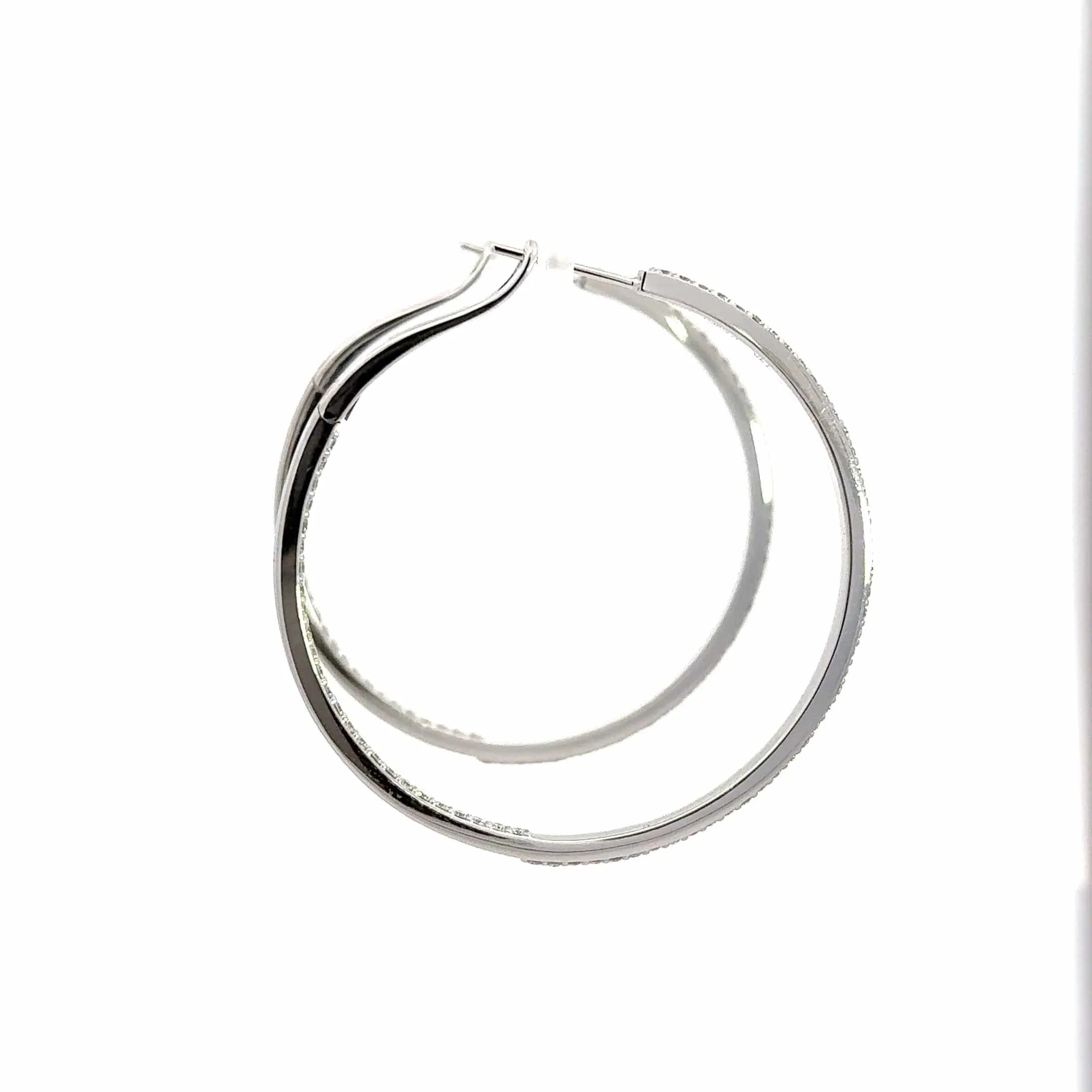 Baikalla 14k White Gold VS1 Diamond Hoop Earrings