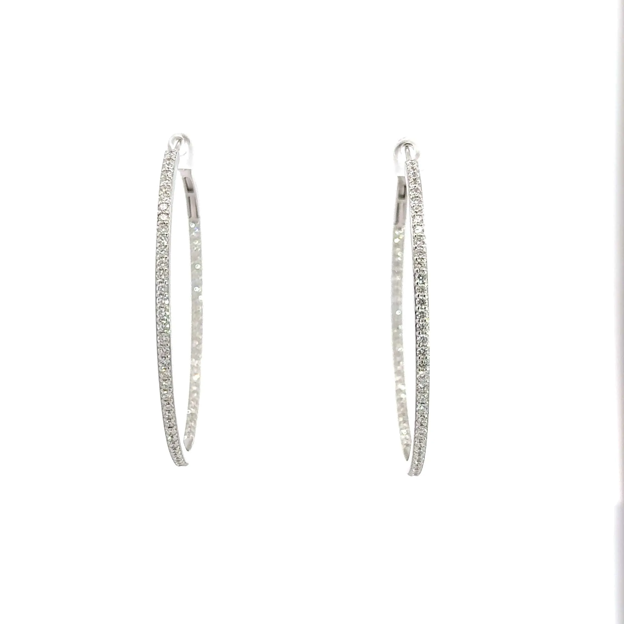 Baikalla 14k White Gold VS1 Diamond Hoop Earrings