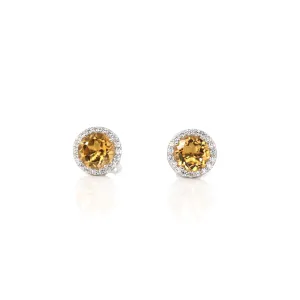 Baikalla™ Classic Sterling Silver Natural Amethyst Topaz Garnet Citrine Stud Earrings With CZ