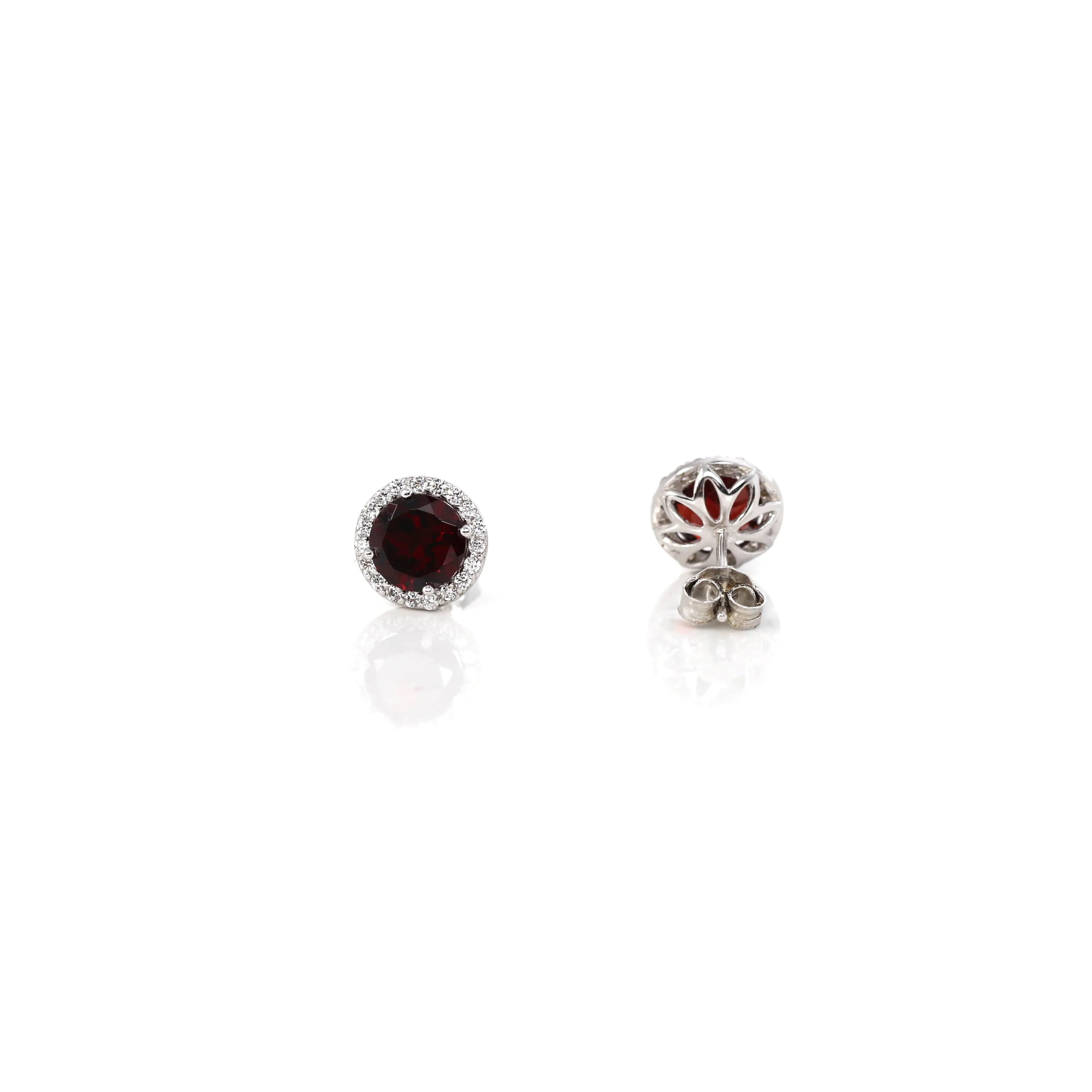 Baikalla™ Classic Sterling Silver Natural Amethyst Topaz Garnet Citrine Stud Earrings With CZ