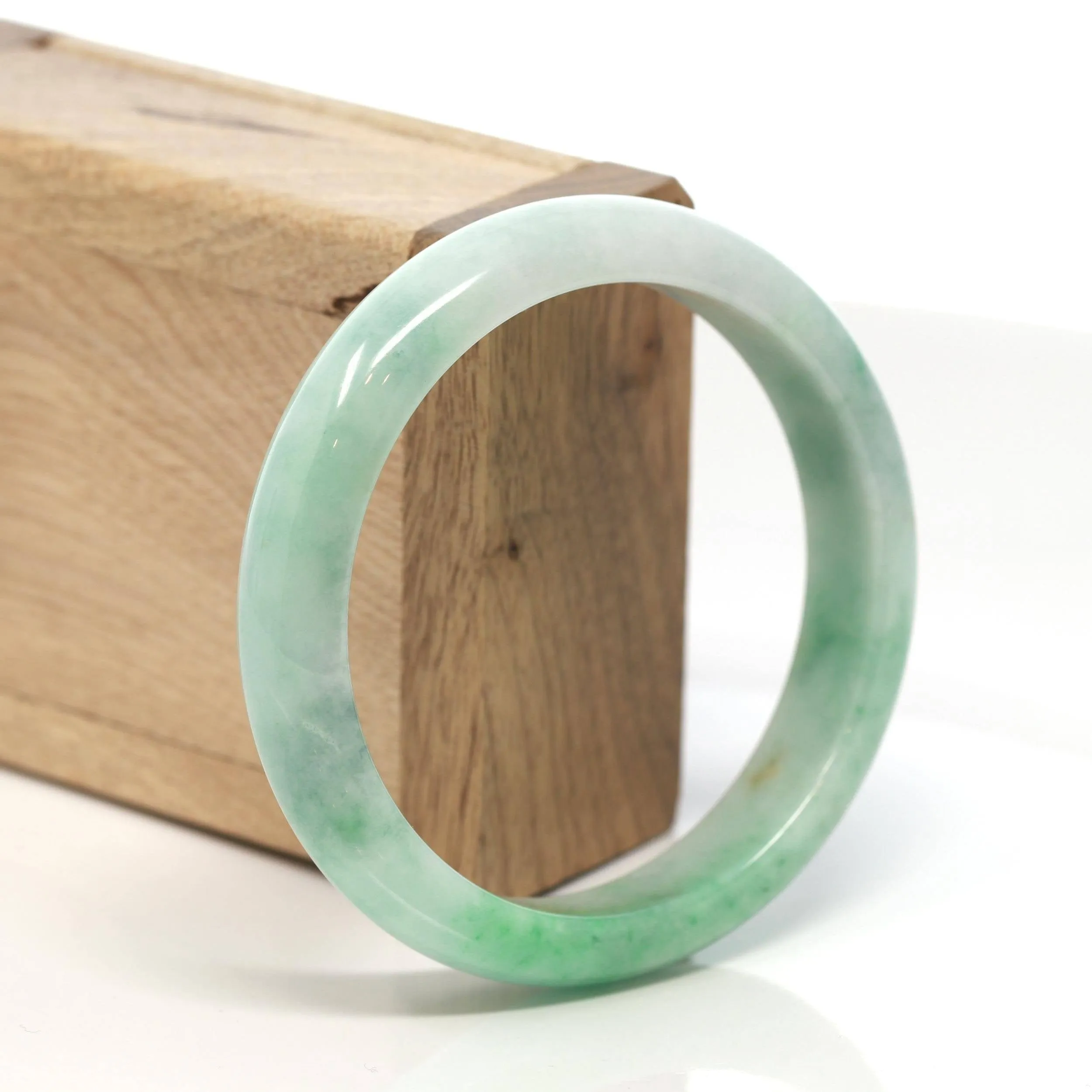 Baikalla™ "Classic Bangle" Genuine Burmese Green Jadeite Jade Bangle Bracelet ( 59.45 mm) #129