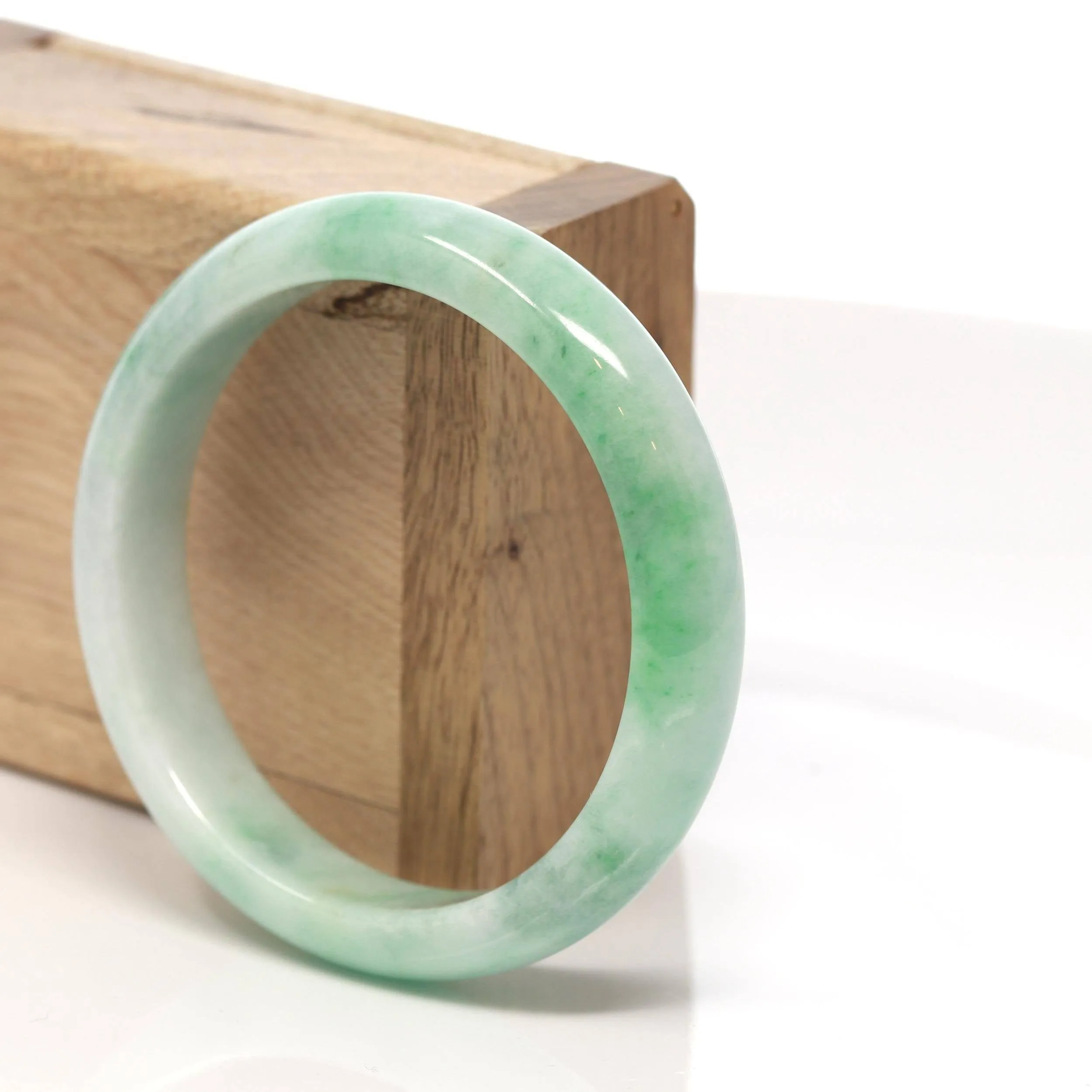 Baikalla™ "Classic Bangle" Genuine Burmese Green Jadeite Jade Bangle Bracelet ( 59.45 mm) #129