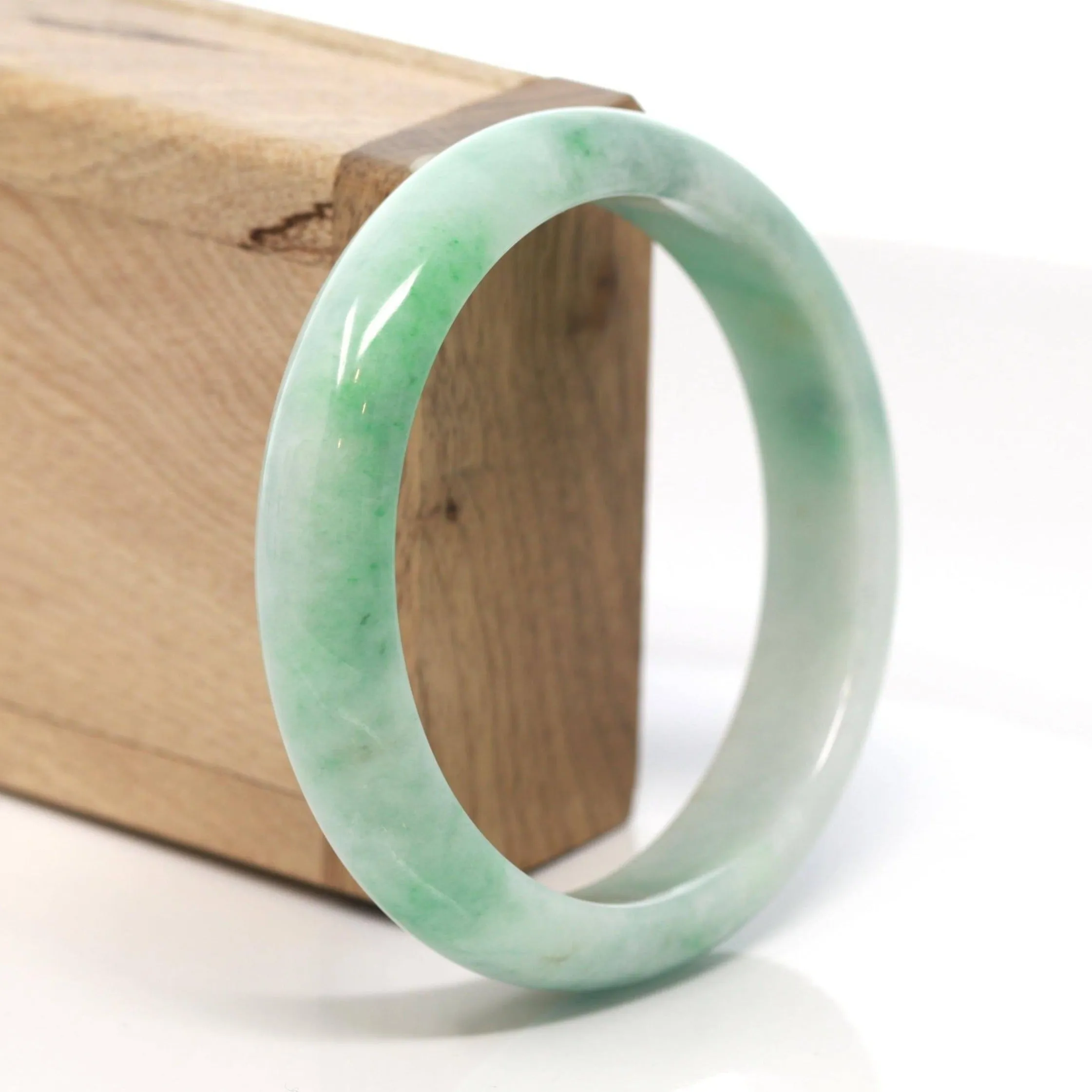 Baikalla™ "Classic Bangle" Genuine Burmese Green Jadeite Jade Bangle Bracelet ( 59.45 mm) #129