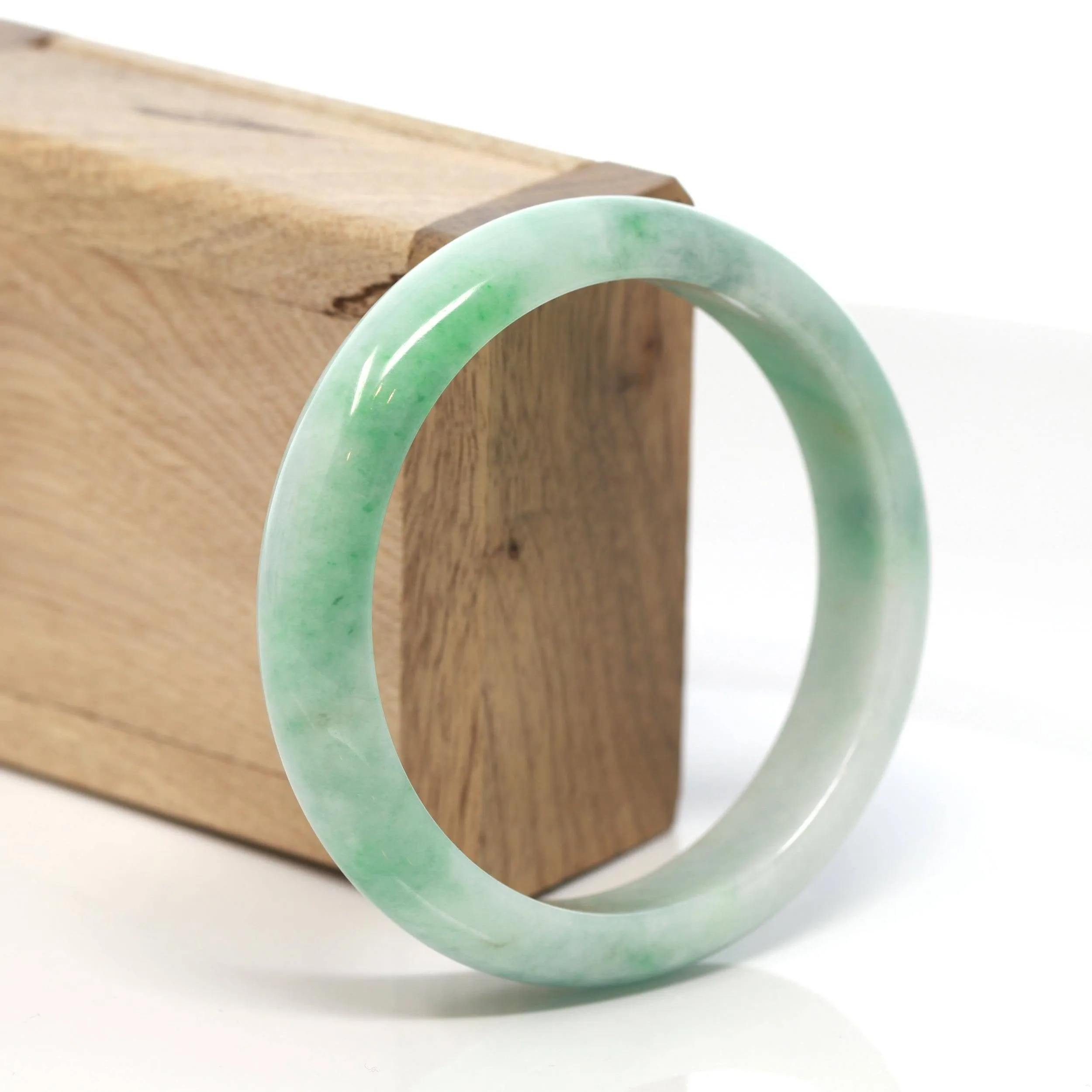 Baikalla™ "Classic Bangle" Genuine Burmese Green Jadeite Jade Bangle Bracelet ( 59.45 mm) #129