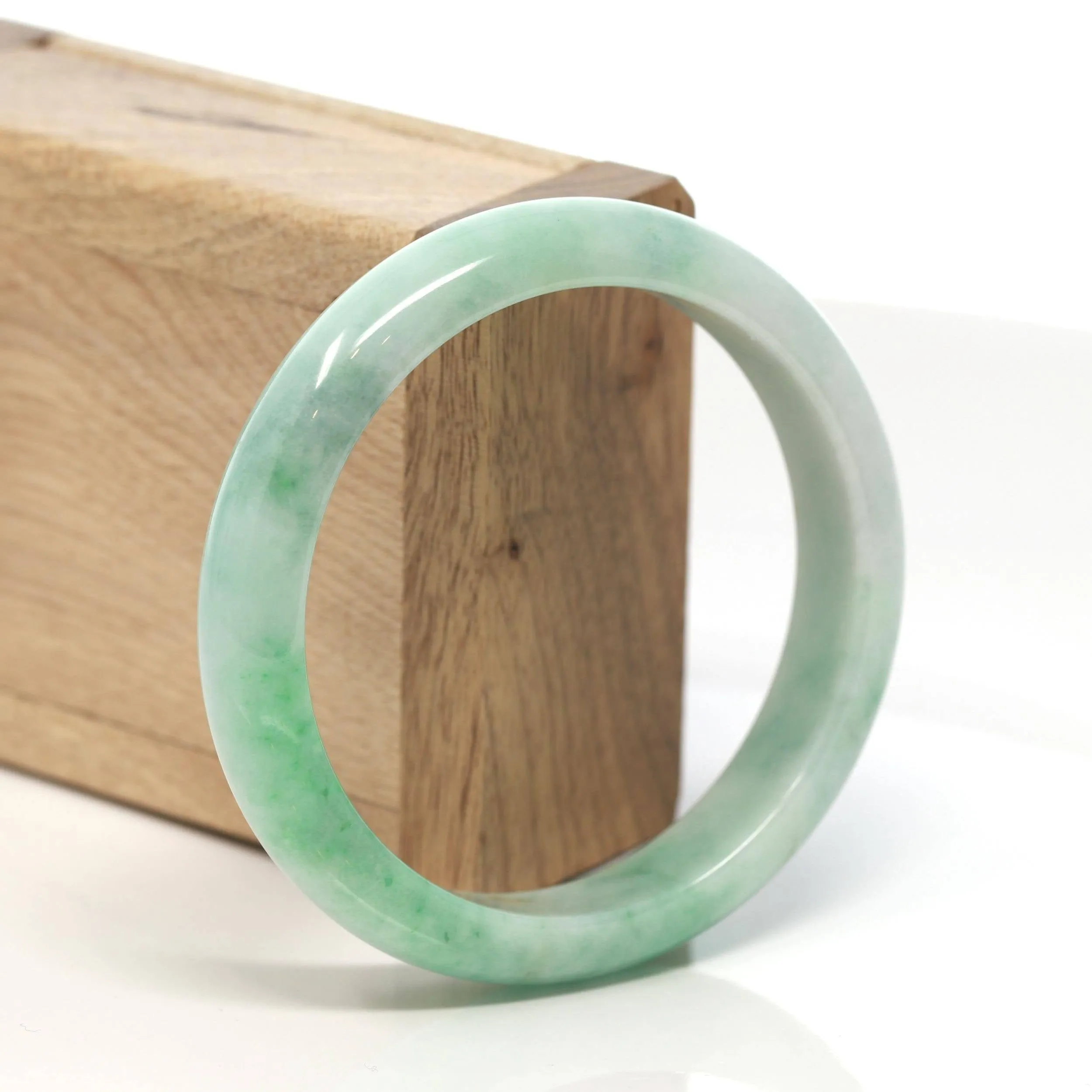 Baikalla™ "Classic Bangle" Genuine Burmese Green Jadeite Jade Bangle Bracelet ( 59.45 mm) #129