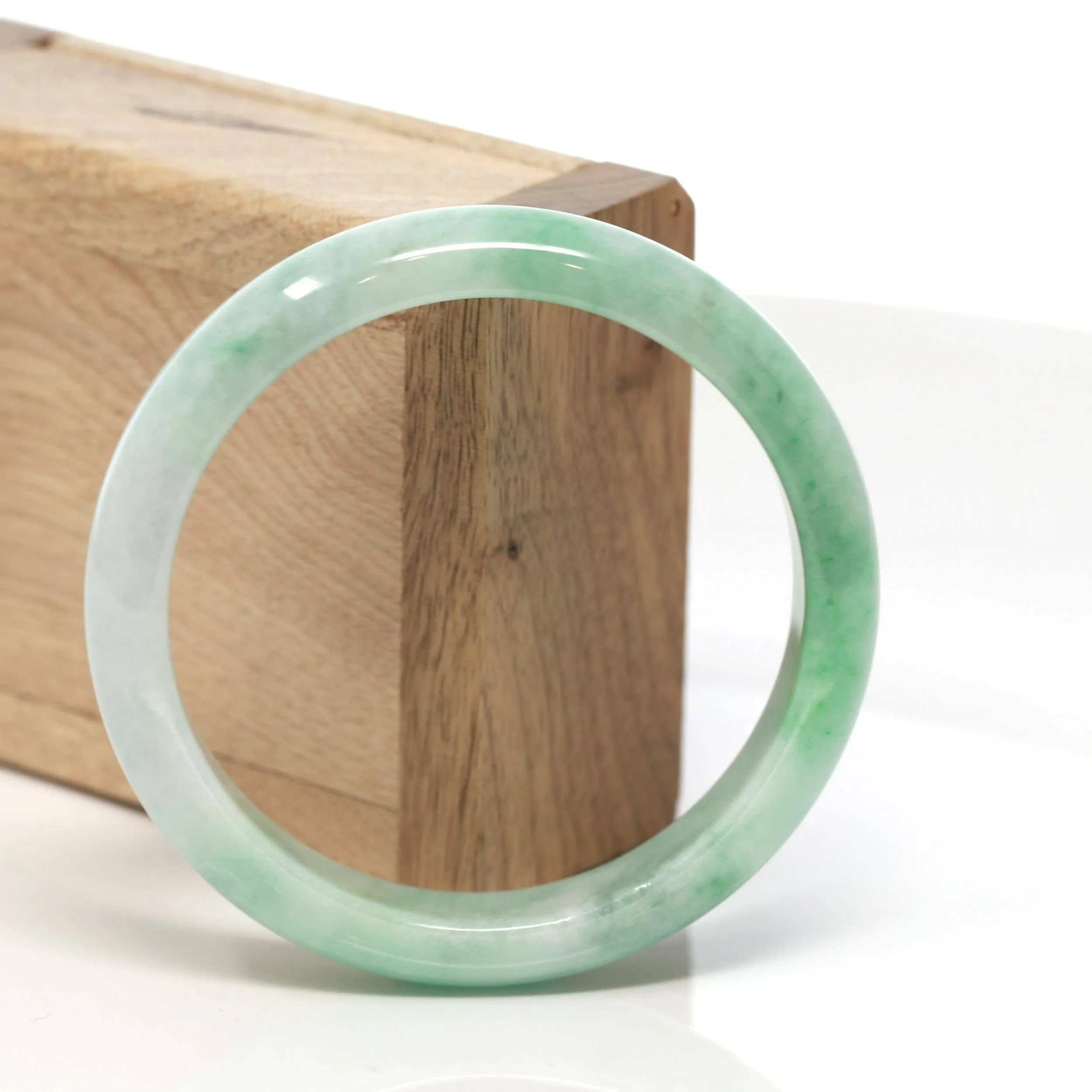 Baikalla™ "Classic Bangle" Genuine Burmese Green Jadeite Jade Bangle Bracelet ( 59.45 mm) #129