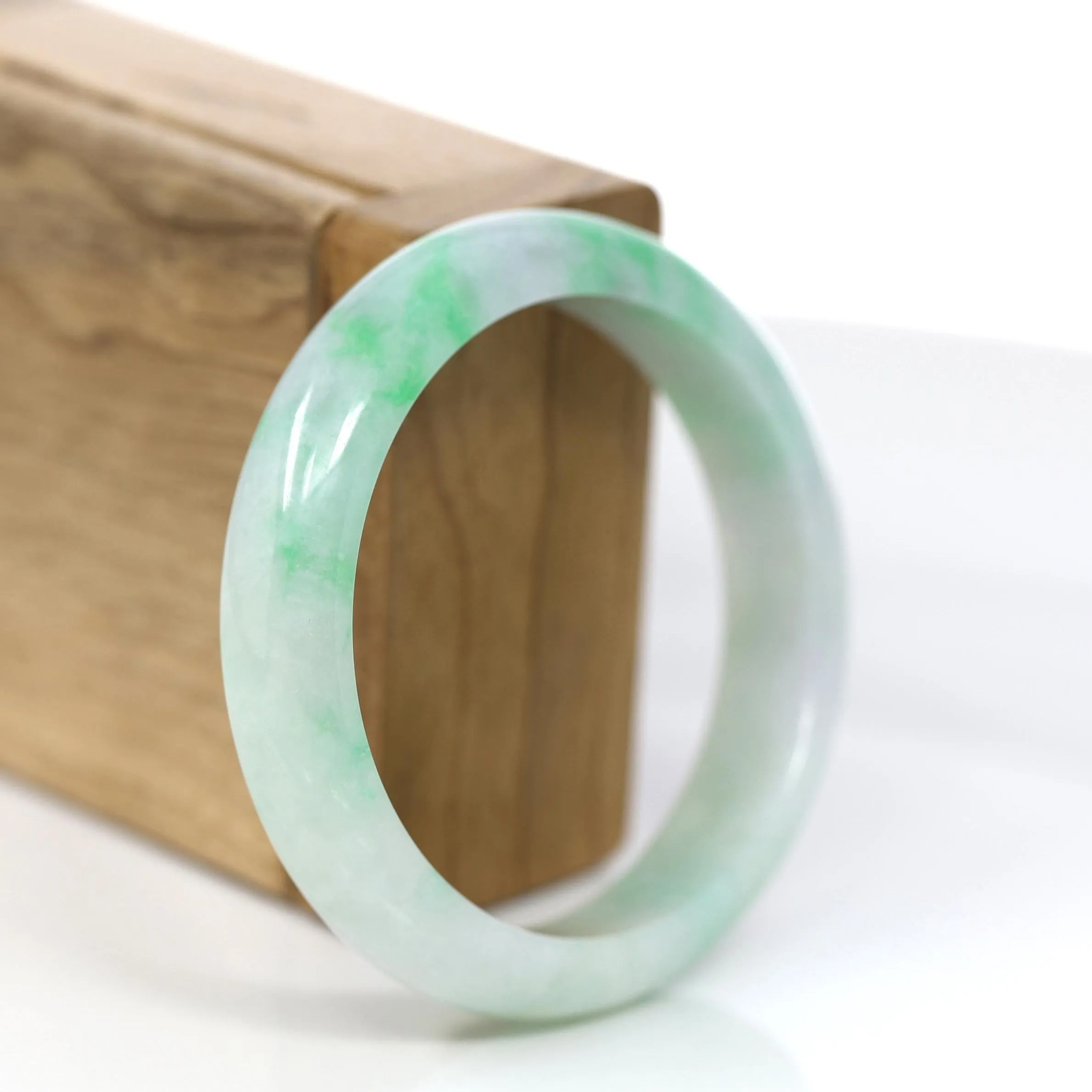 Baikalla™ "Classic Bangle" Genuine Jadeite Jade Green Bangle Bracelet (55.84mm)#900