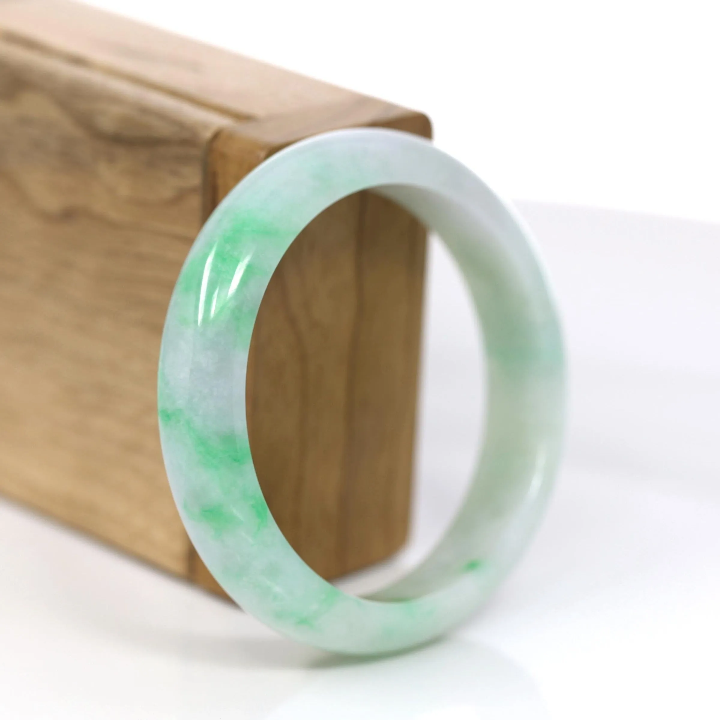 Baikalla™ "Classic Bangle" Genuine Jadeite Jade Green Bangle Bracelet (55.84mm)#900