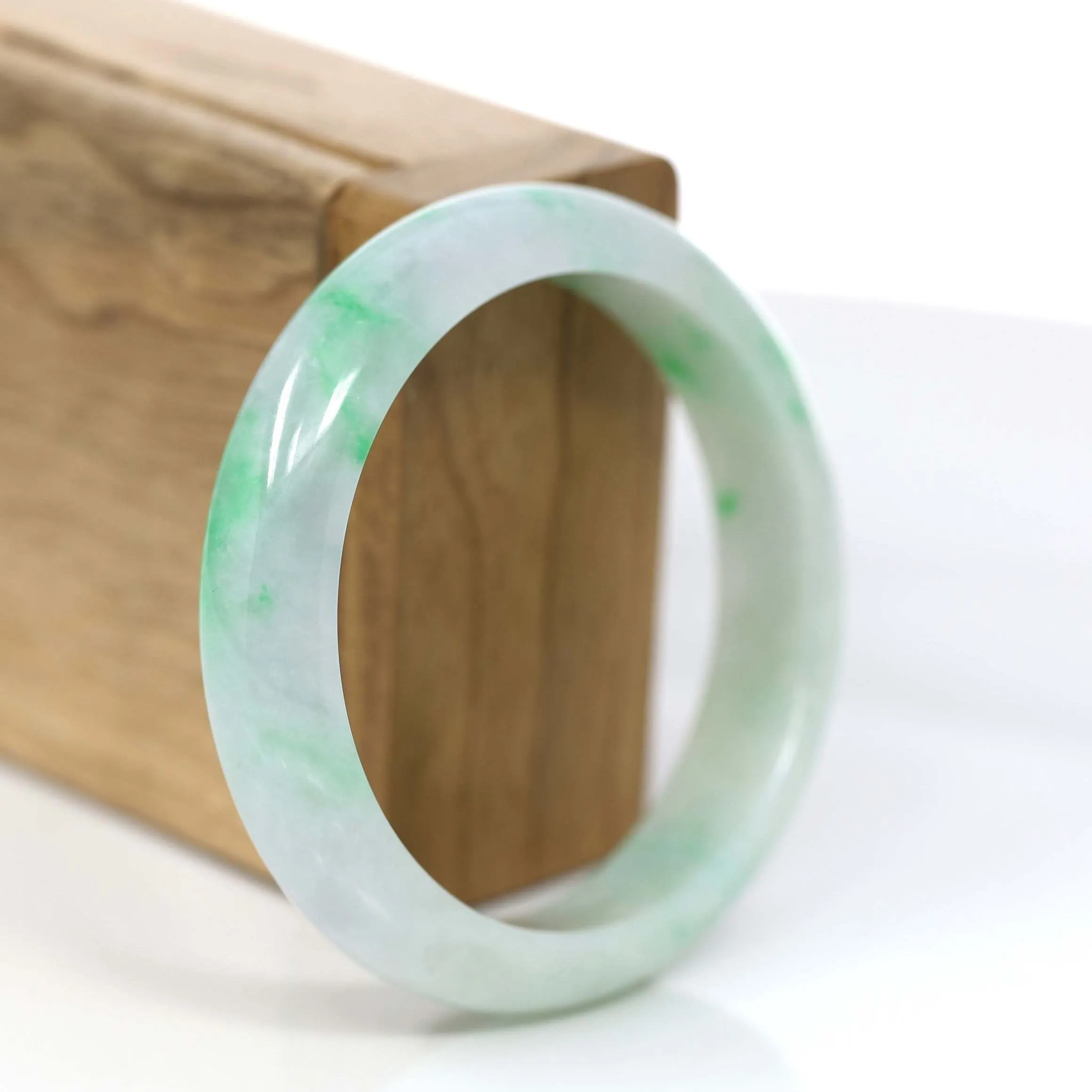 Baikalla™ "Classic Bangle" Genuine Jadeite Jade Green Bangle Bracelet (55.84mm)#900