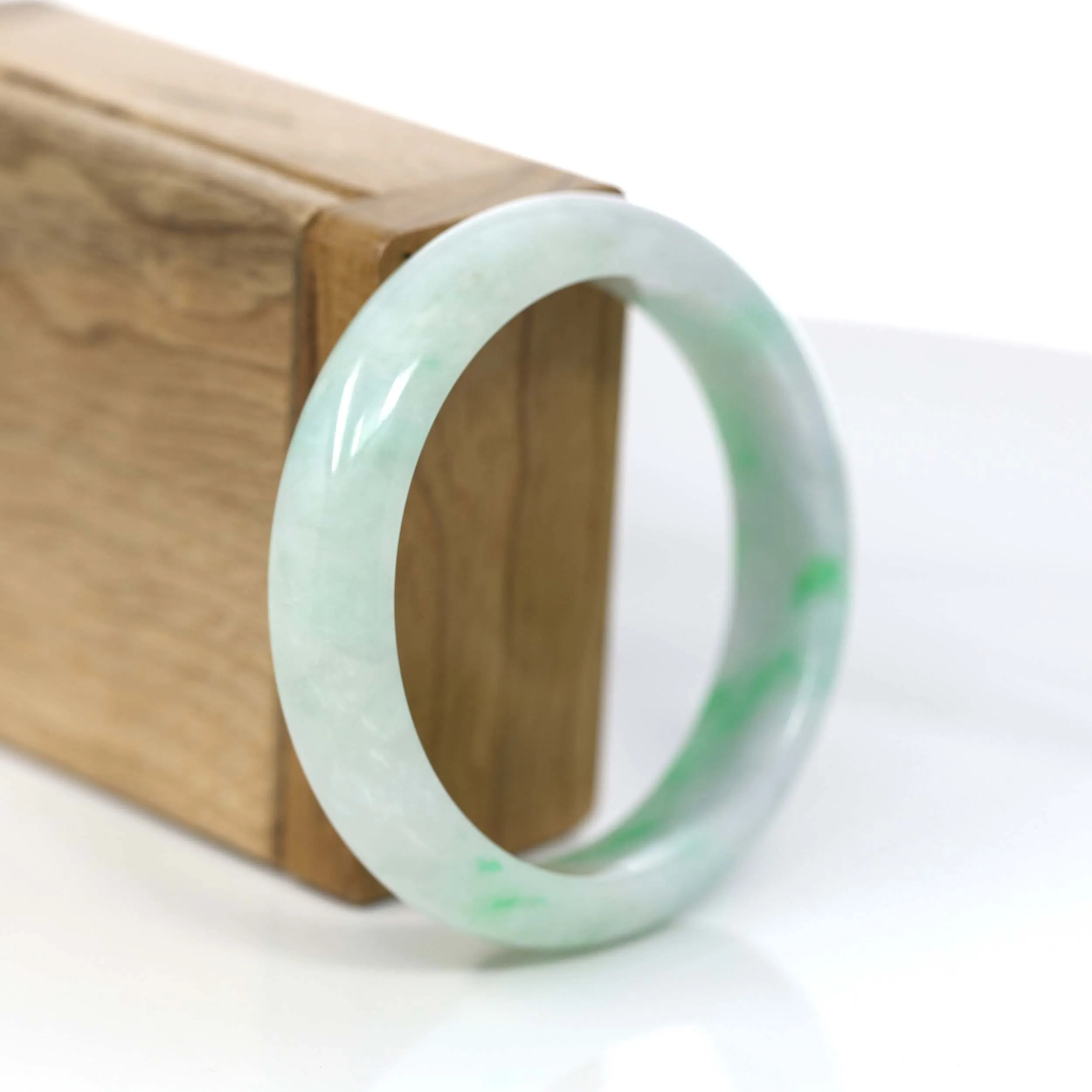 Baikalla™ "Classic Bangle" Genuine Jadeite Jade Green Bangle Bracelet (55.84mm)#900