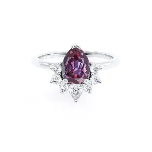 BALLET - Chatham® Pear Alexandrite & Diamond Half Halo Tiara Ring Platinum 950