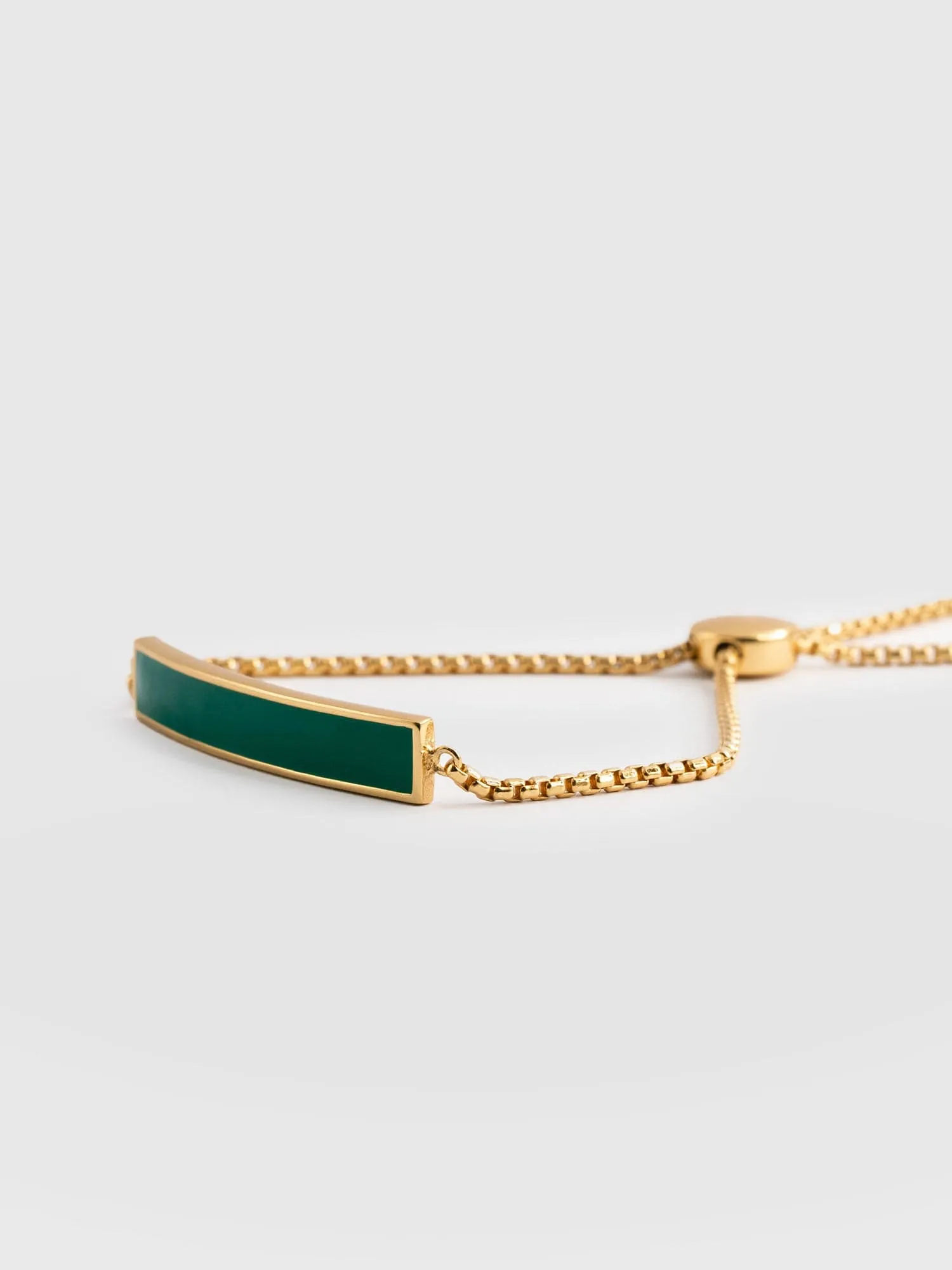 Bar Enamel Slider Bracelet - Gold/Green