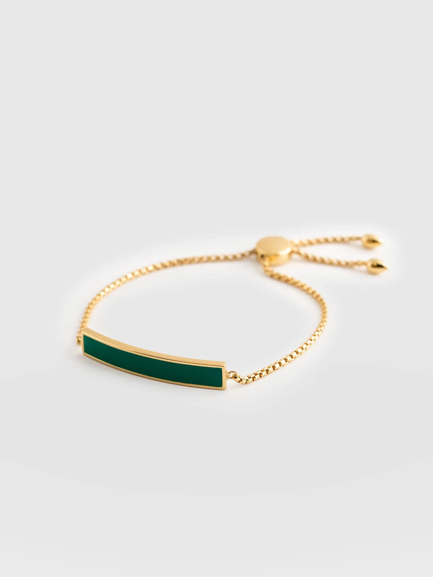 Bar Enamel Slider Bracelet - Gold/Green