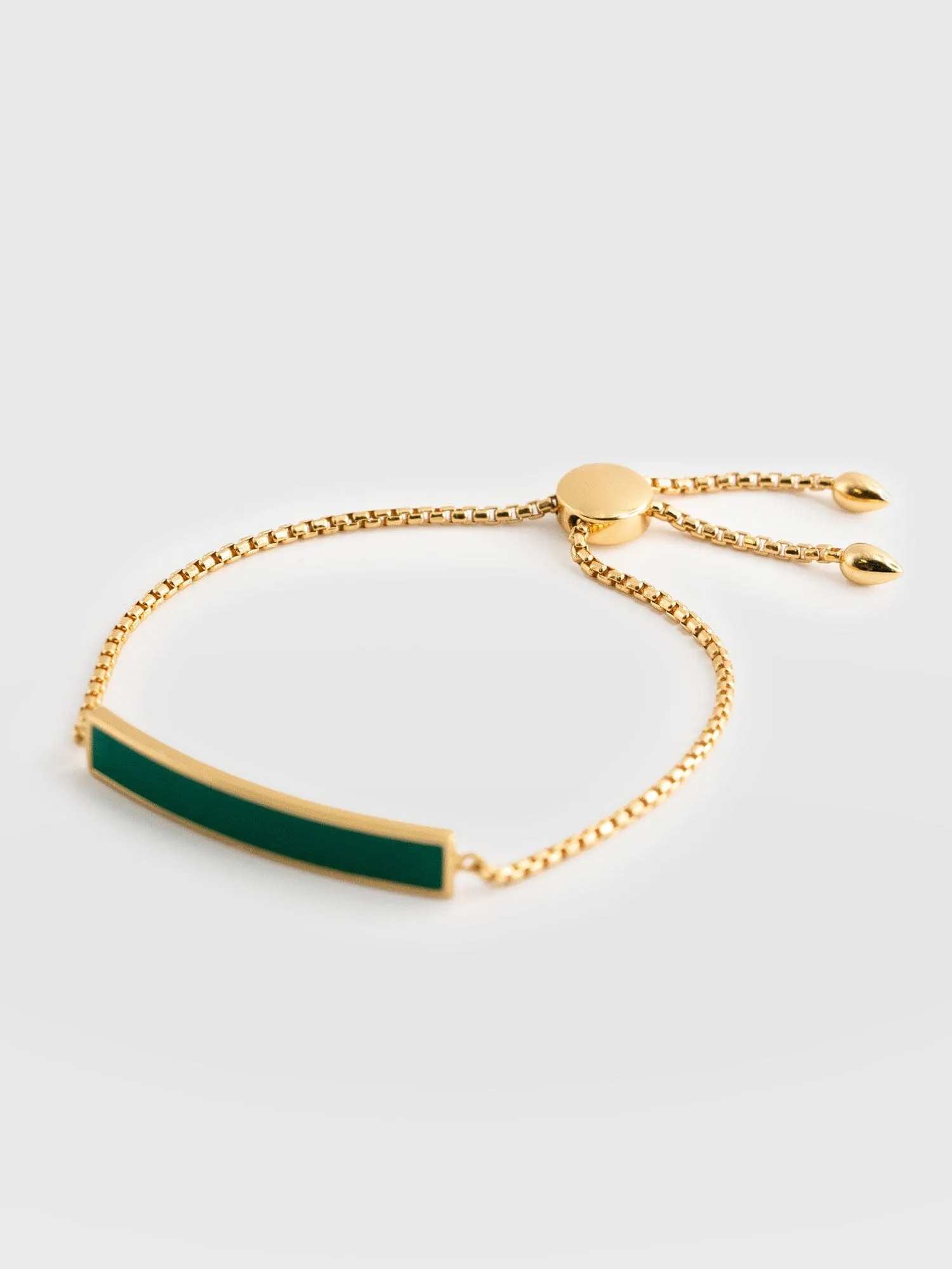 Bar Enamel Slider Bracelet - Gold/Green