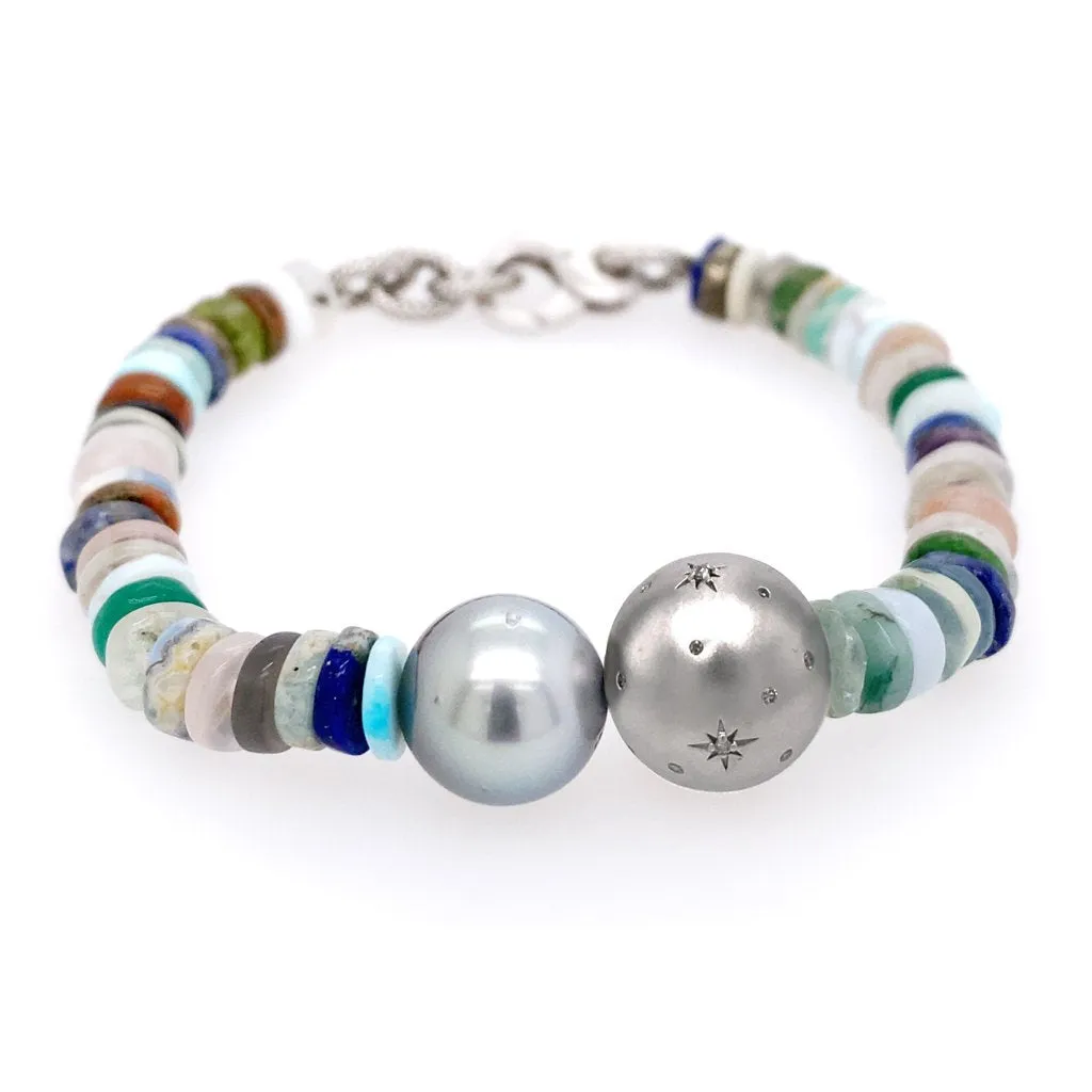 Bead and Tahitian pearl bracelet