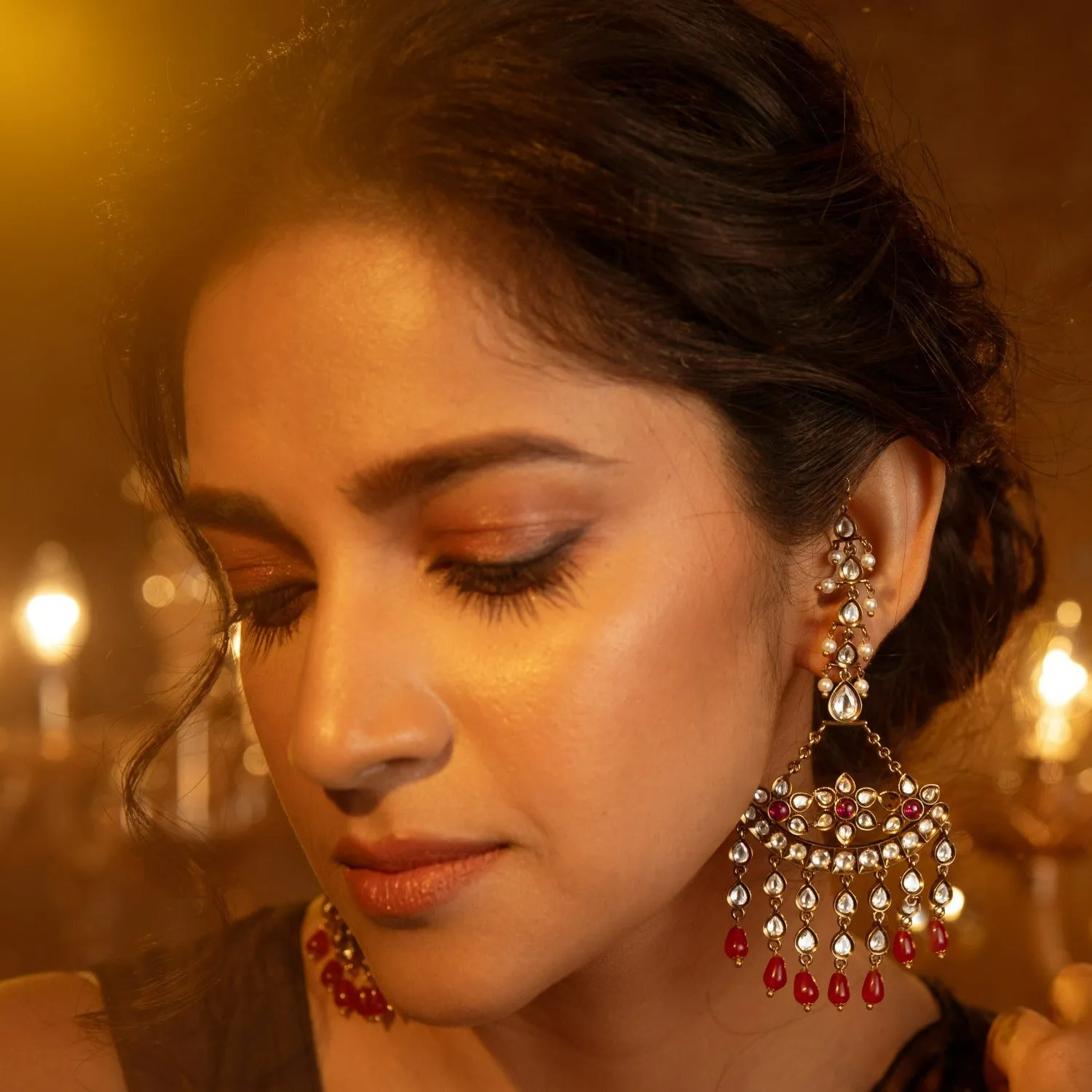 Bessie Kundan Chandelier Earrings