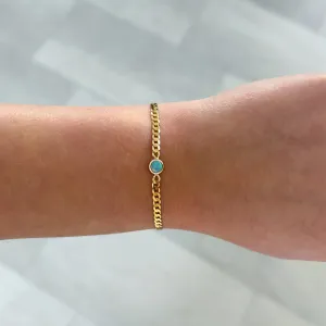 Bezel Set Opal Curb Chain Bracelet