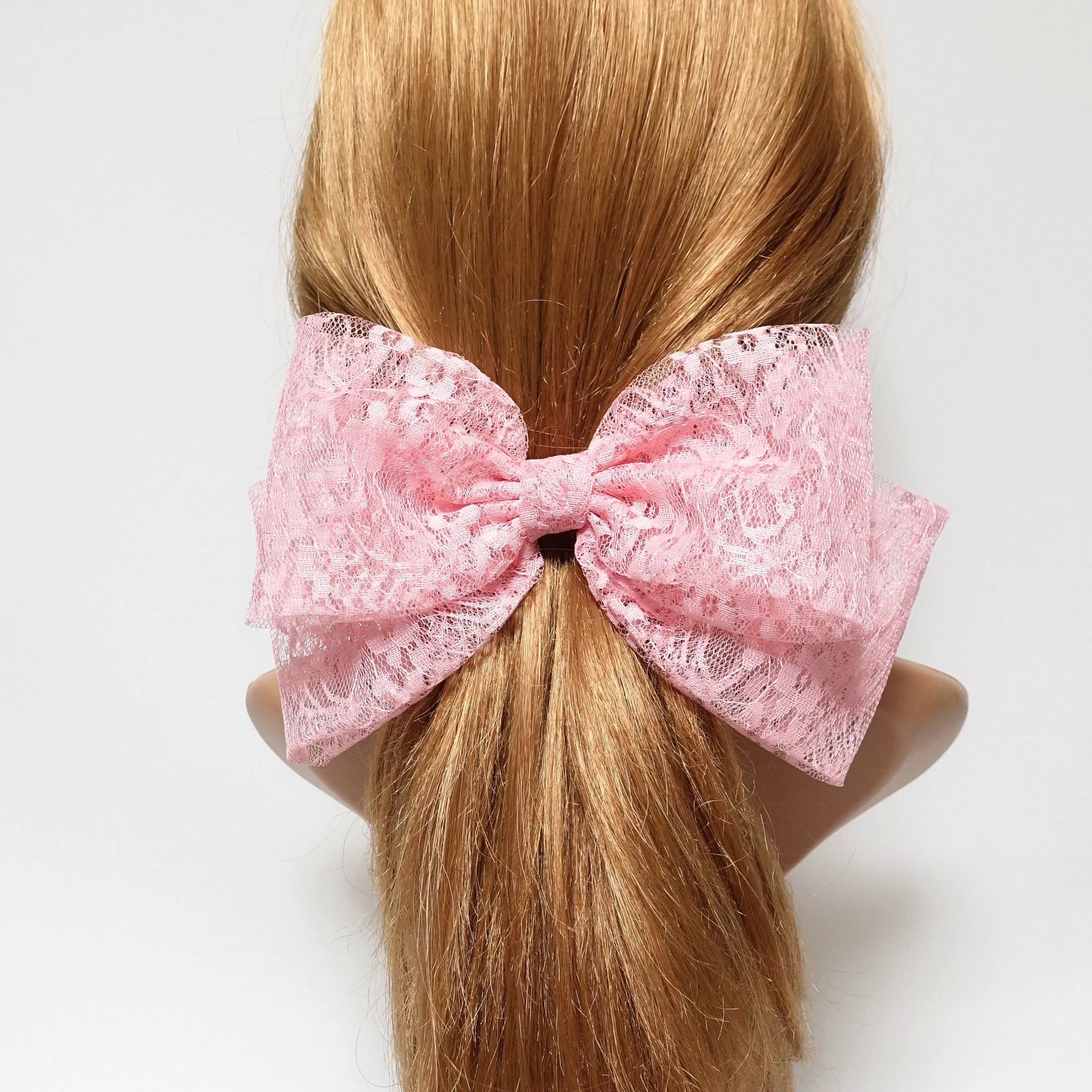 big floral lace layered bow Texas hair bow french barrette