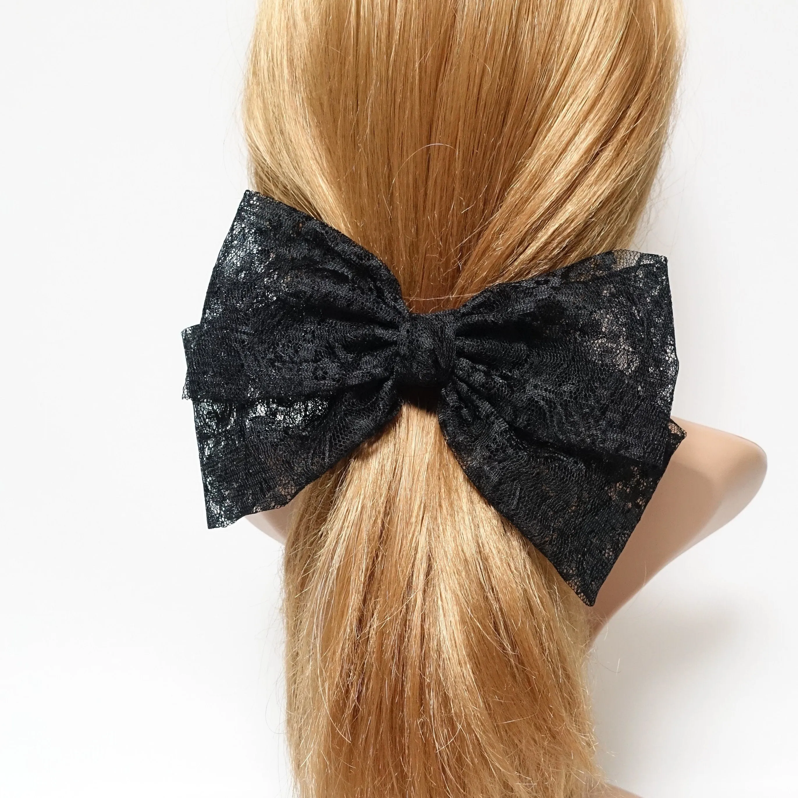 big floral lace layered bow Texas hair bow french barrette