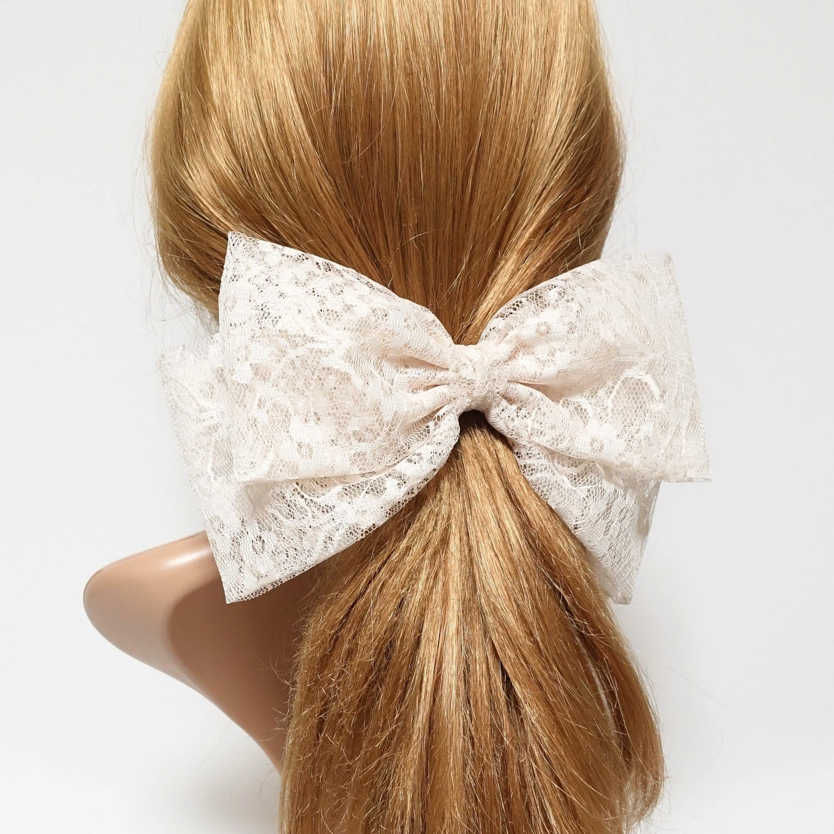 big floral lace layered bow Texas hair bow french barrette