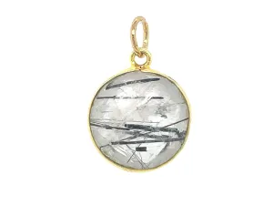 Black Round Rutilated Quartz Pendant