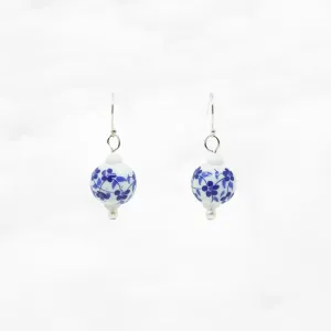 Blue Plum Blossom Porcelain Earrings