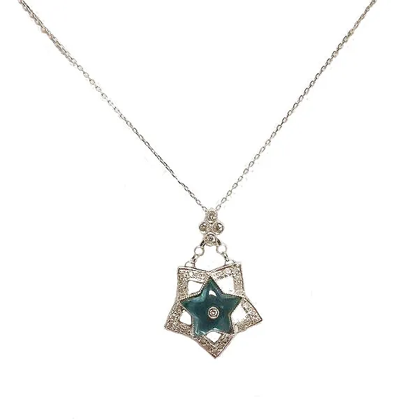 Blue Topaz Star and Diamond Necklace