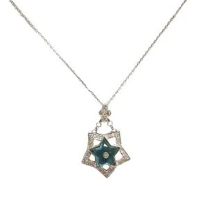 Blue Topaz Star and Diamond Necklace